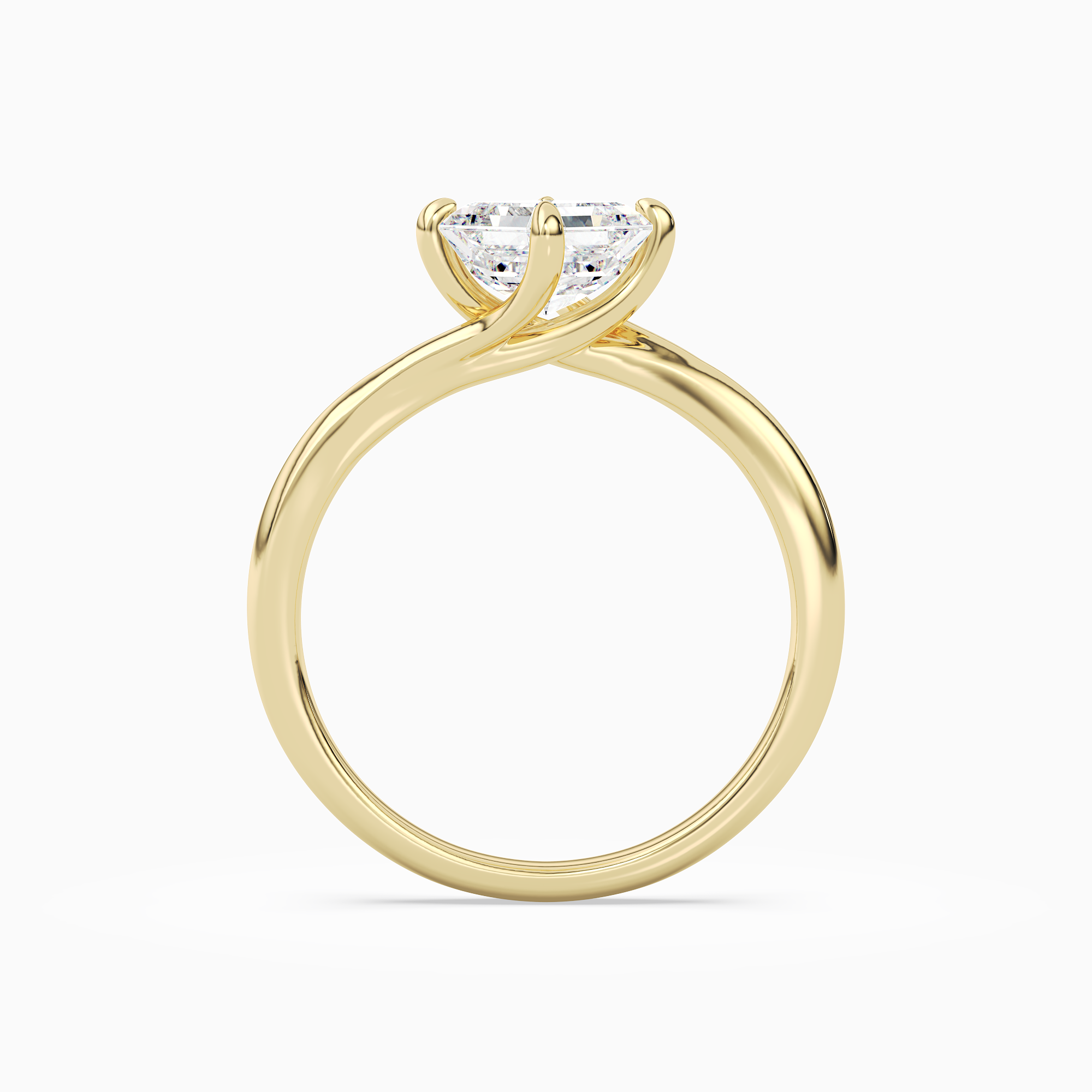 Asscher Bypass Solitaire in 18K Yellow Gold side profile