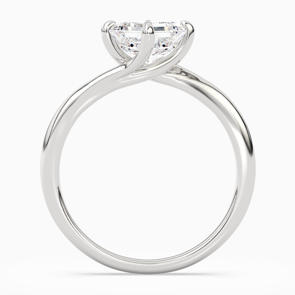 Asscher Bypass Solitaire in Platinum side profile