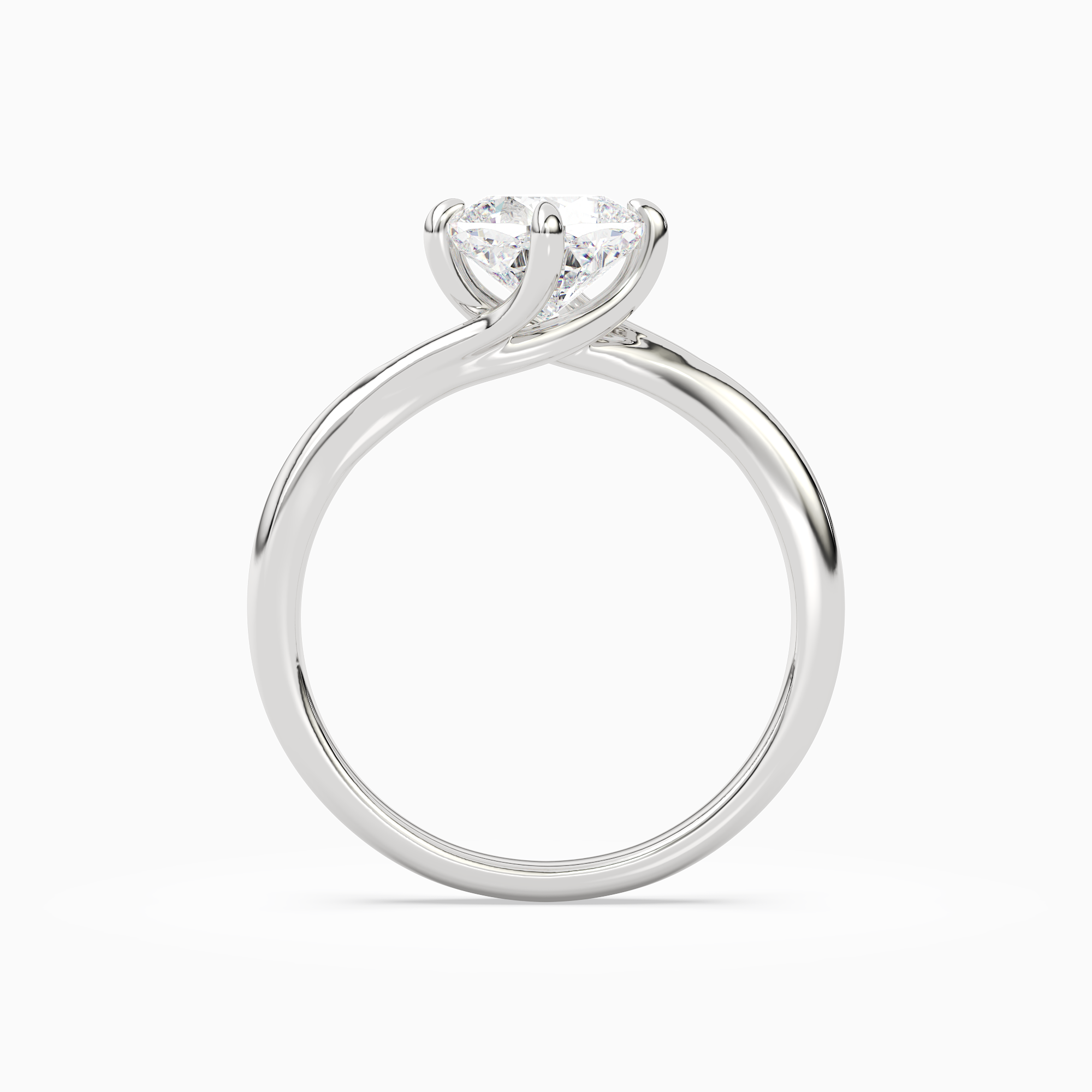 Cushion Bypass Solitaire in 18K White Gold side profile