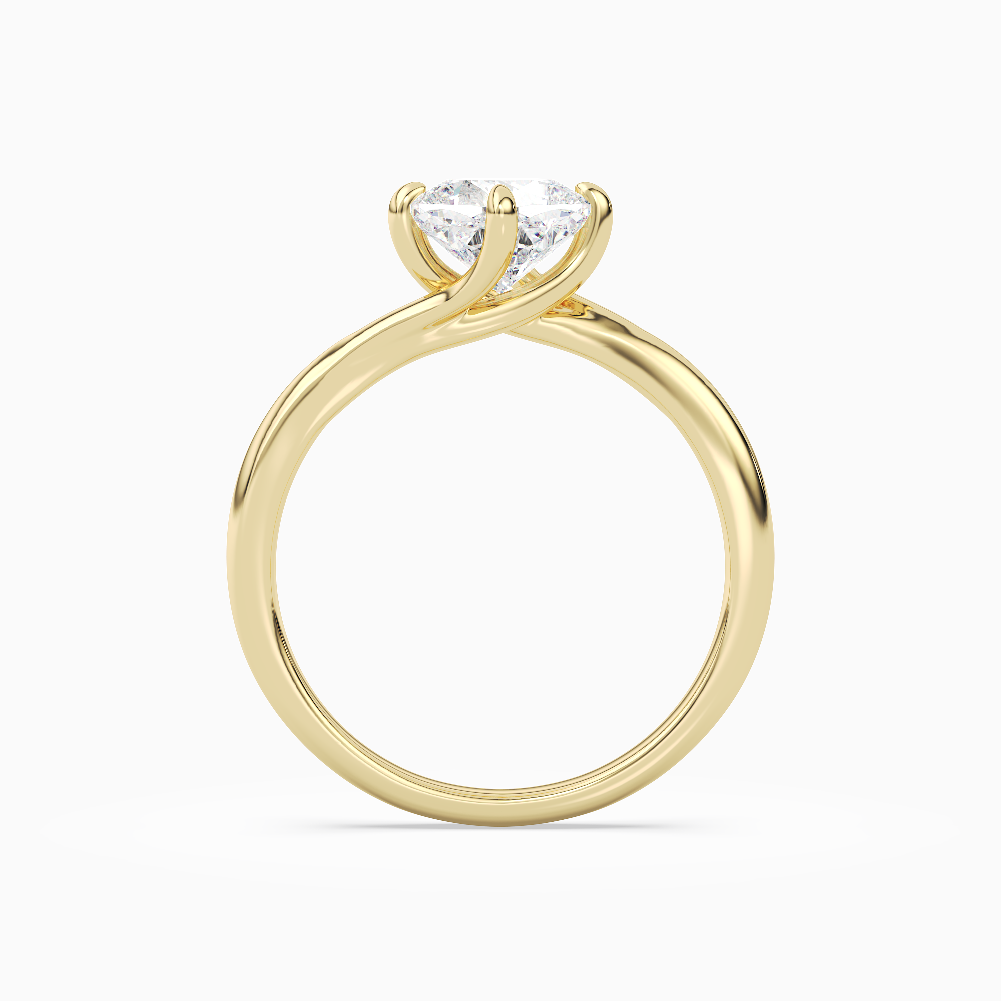 Cushion Bypass Solitaire in 18K Yellow Gold side profile