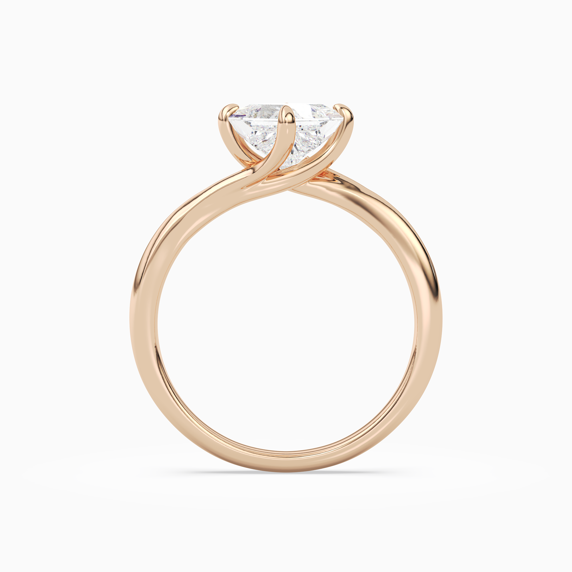 Princess Bypass Solitaire in 14K Rose Gold side profile