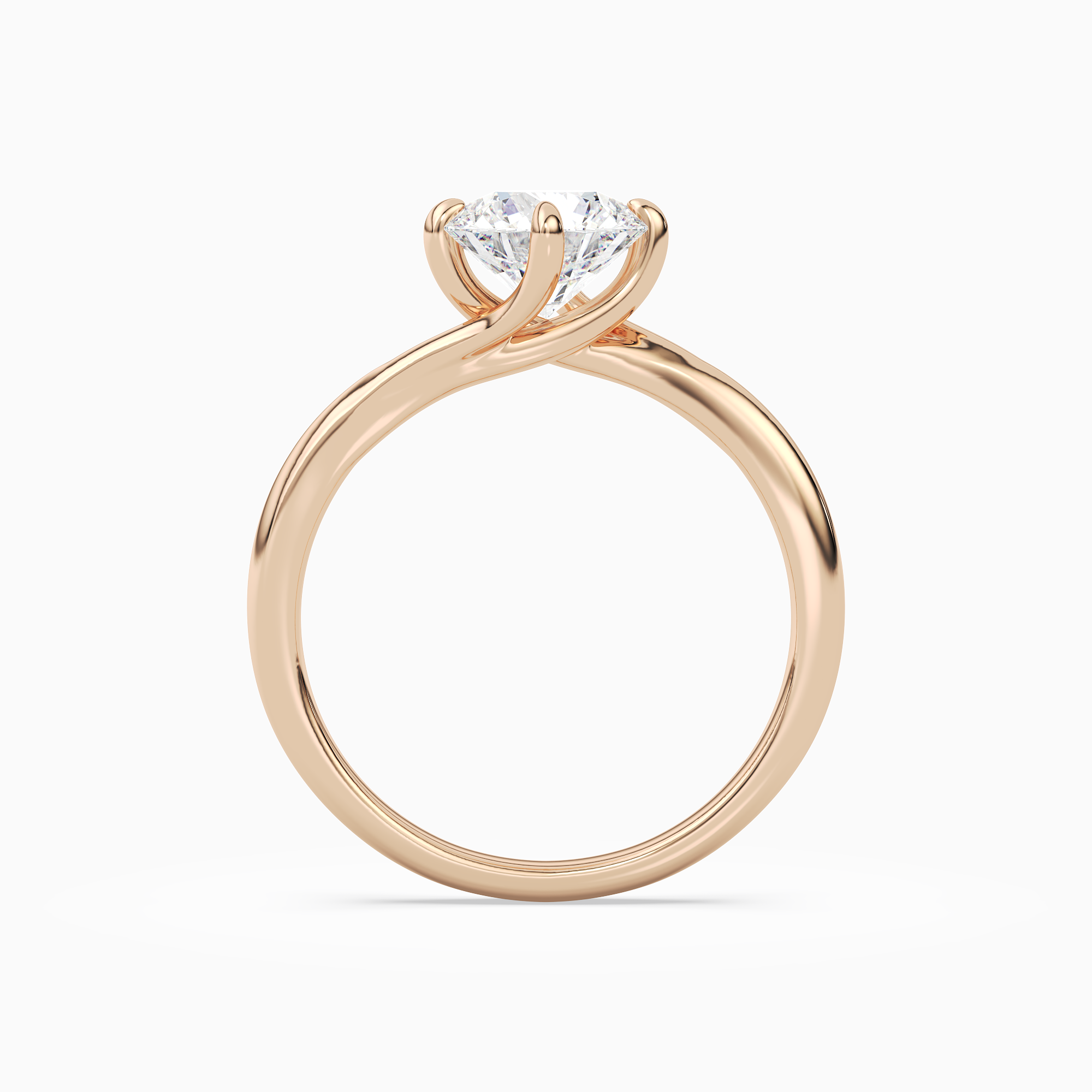 Round Bypass Solitaire in 14K Rose Gold side profile