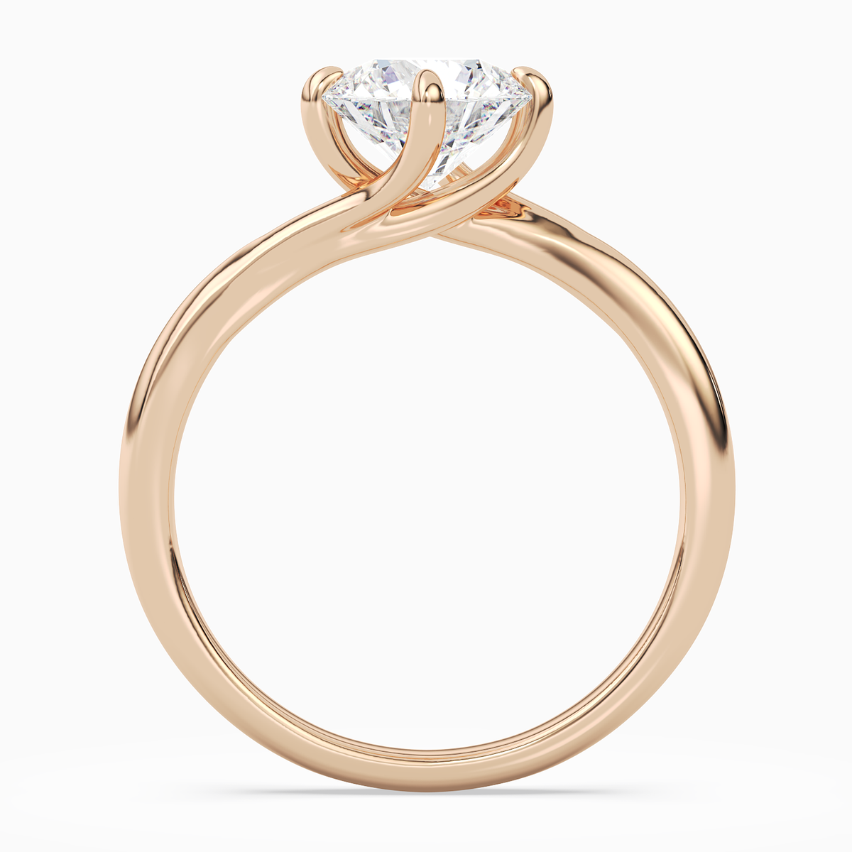 Round Bypass Solitaire in 14K Rose Gold side profile