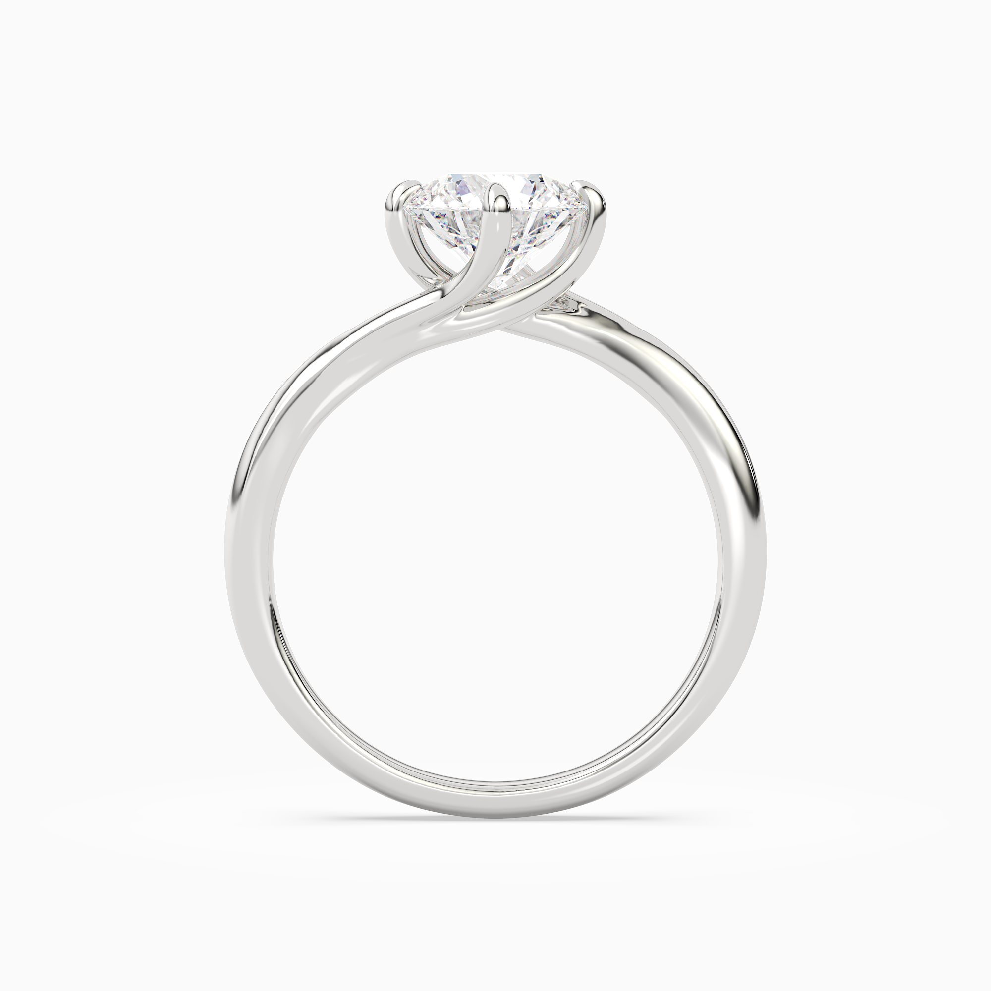 Round Bypass Solitaire in 14K White Gold side profile