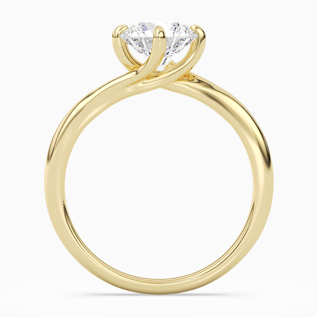 Round Bypass Solitaire in 14K Yellow Gold side profile