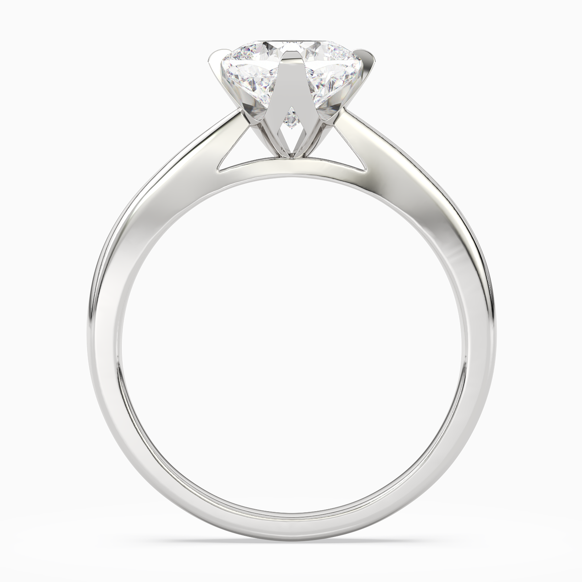 Cushion Petal Head Solitaire in Platinum side profile