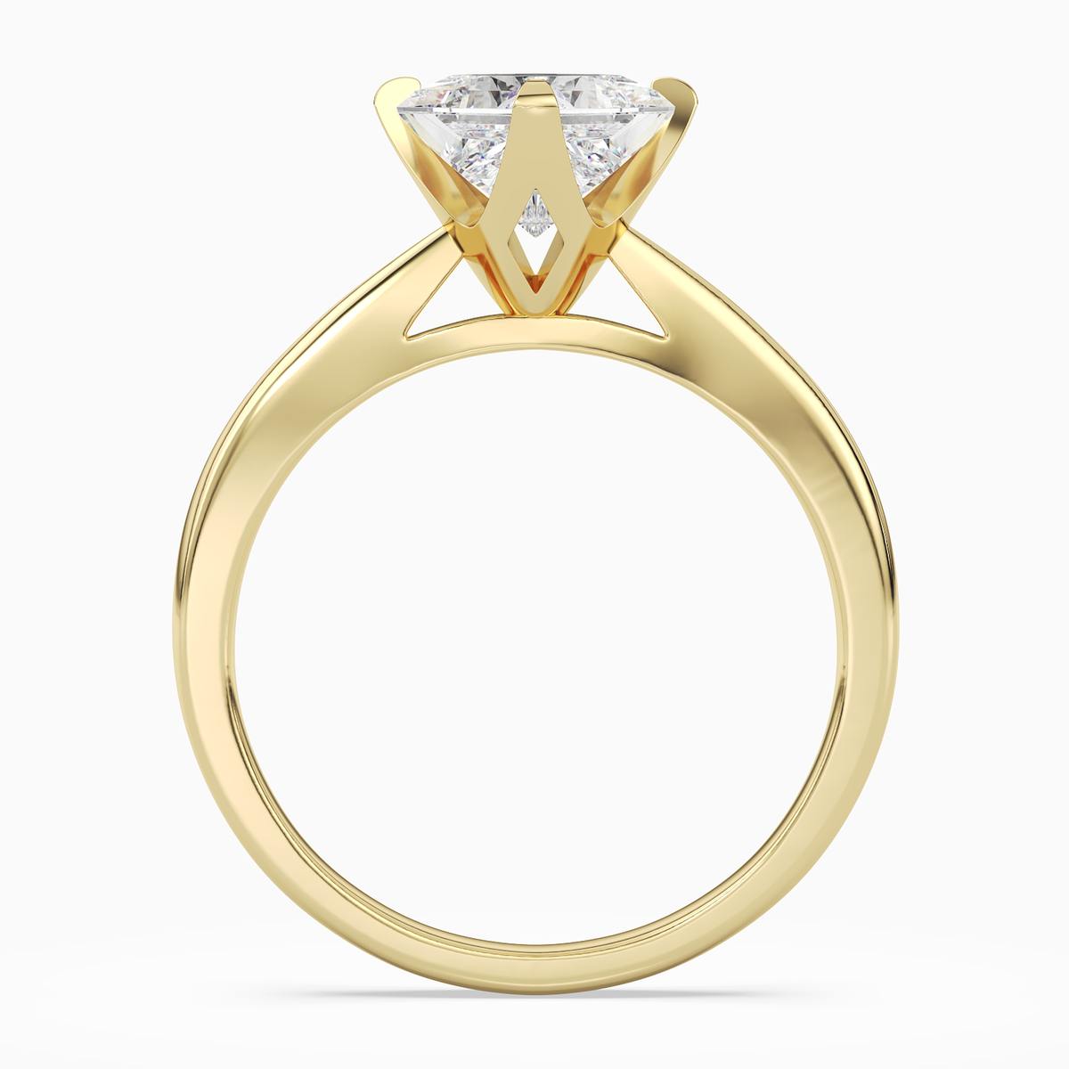 Princess Petal Head Solitaire in 14K Yellow Gold side profile