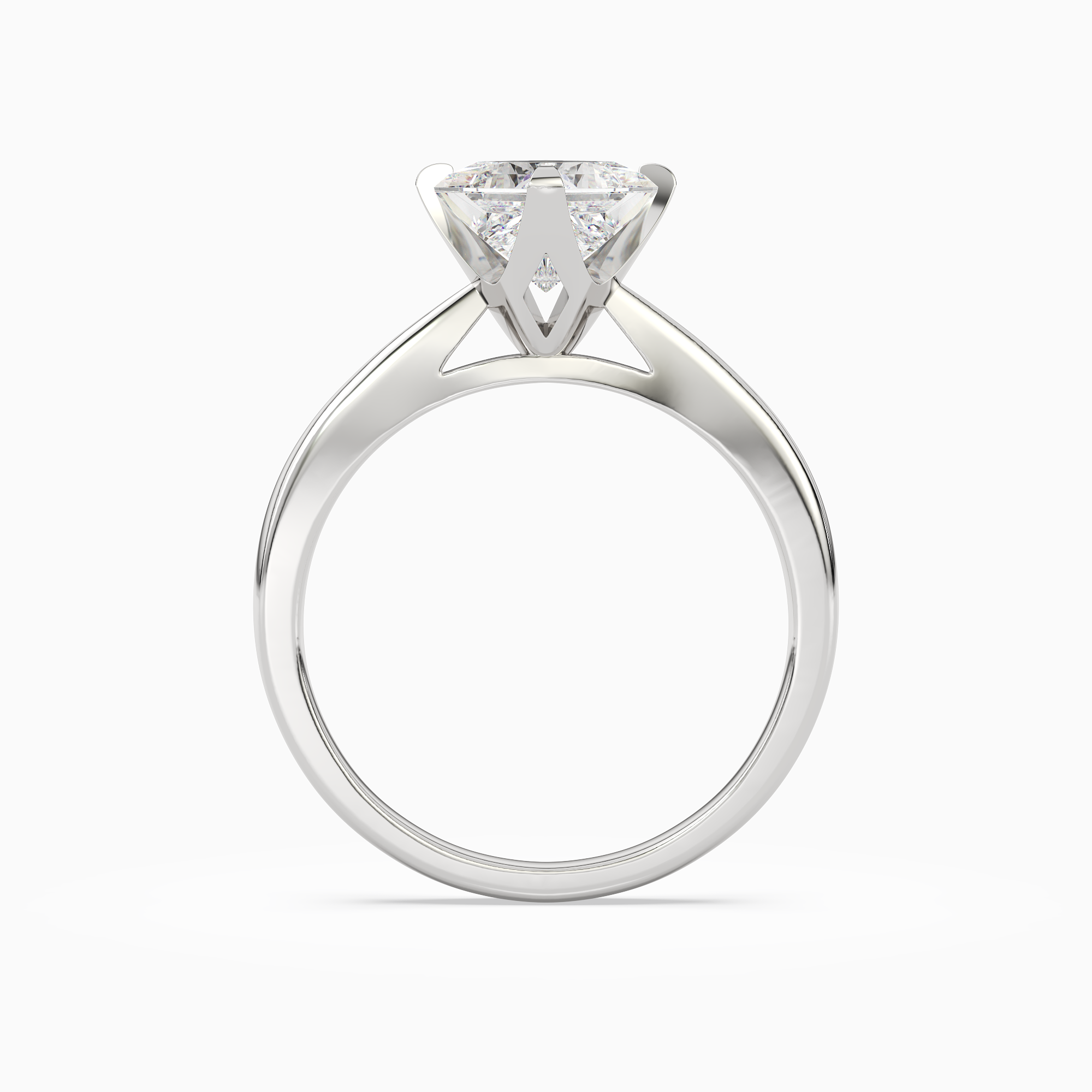 Princess Petal Head Solitaire in Platinum side profile
