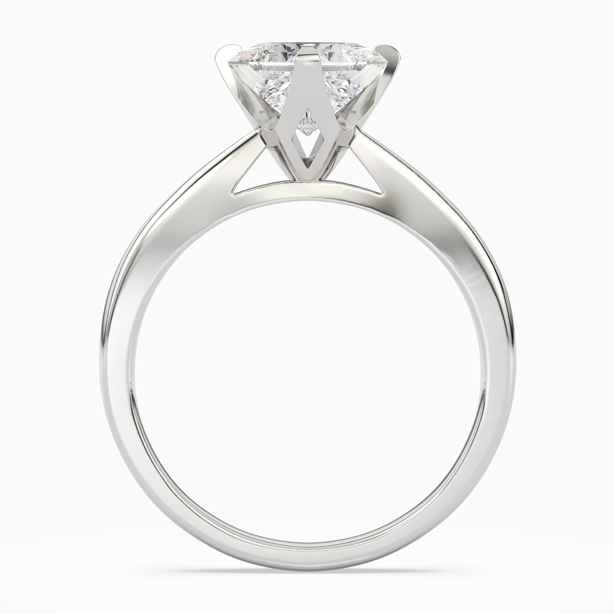Princess Petal Head Solitaire in Platinum side profile