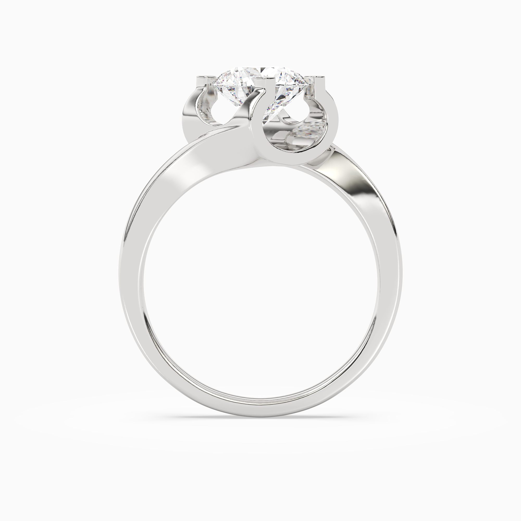 Round Bypass Solitaire in 14K White Gold side profile