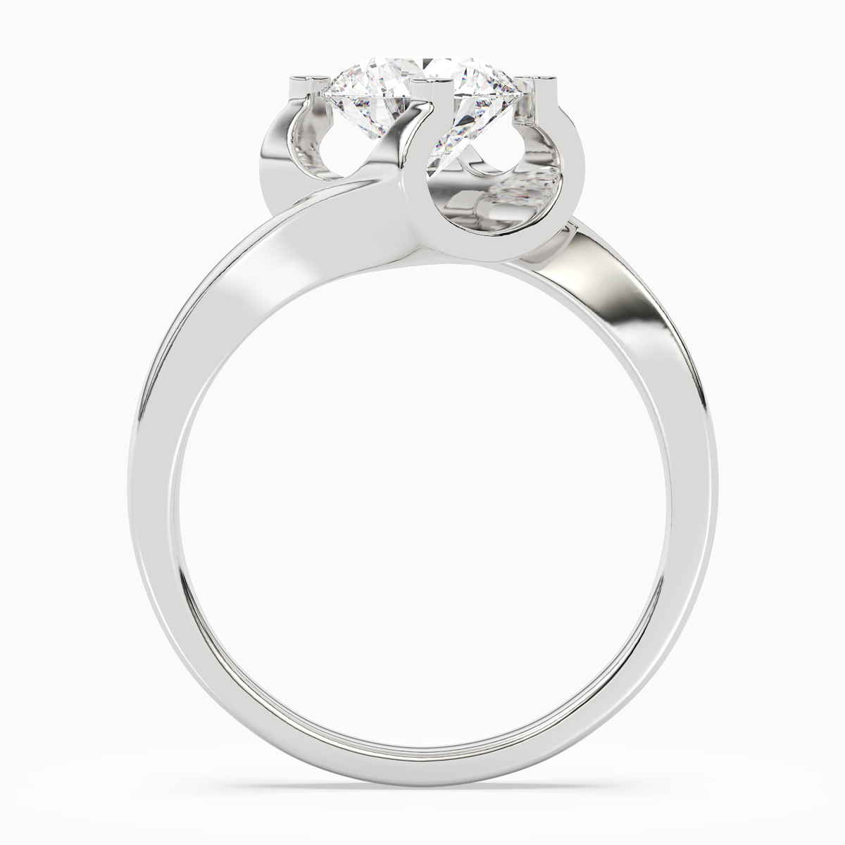 Round Bypass Solitaire in Platinum side profile