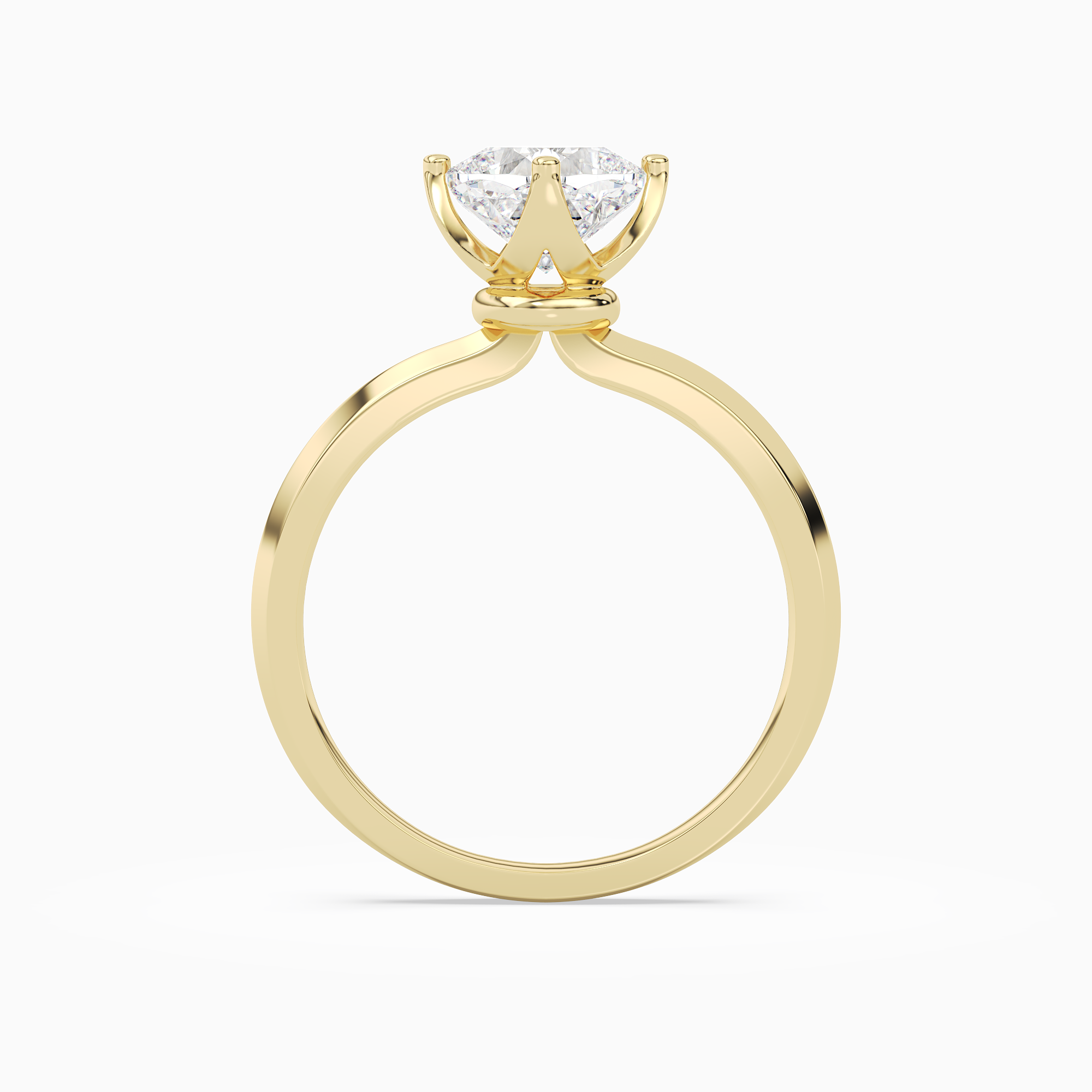 Cushion Solitaire in 18K Yellow Gold side profile