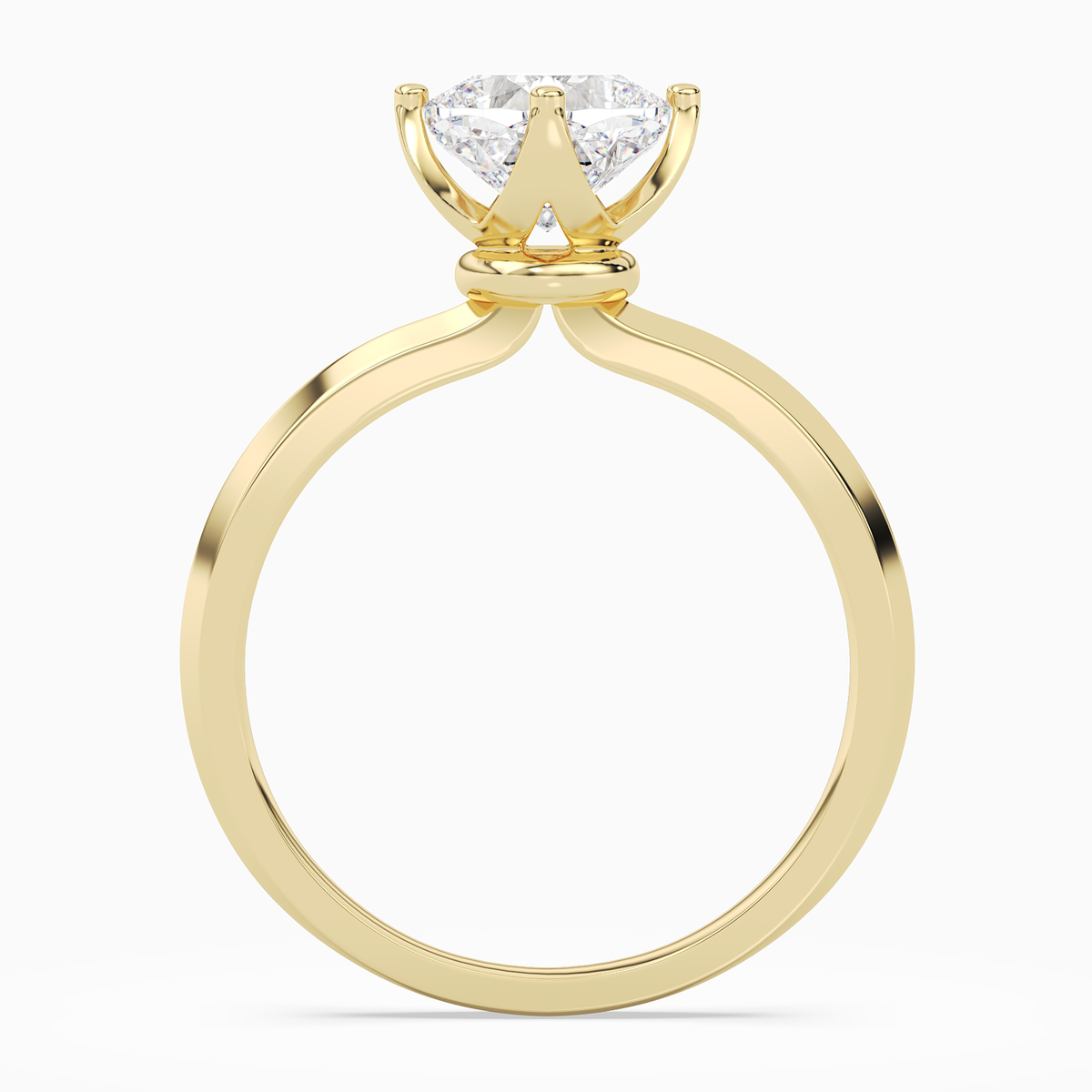 Cushion Solitaire in 18K Yellow Gold side profile
