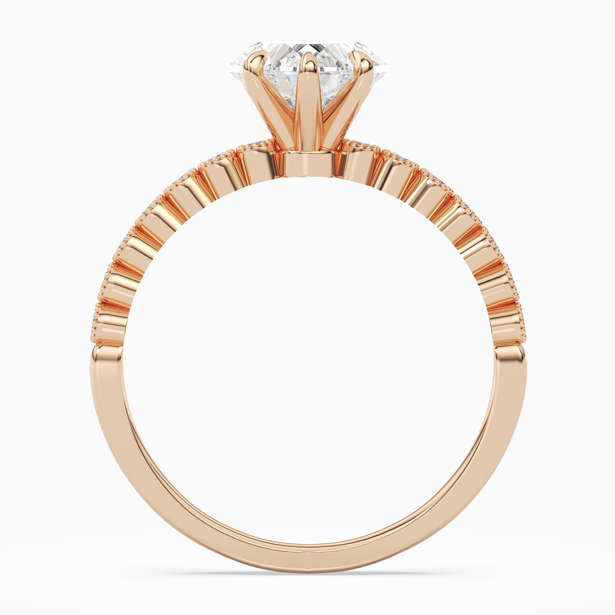 Heart Accent Shoulder Solitaire in 14K Rose Gold side profile