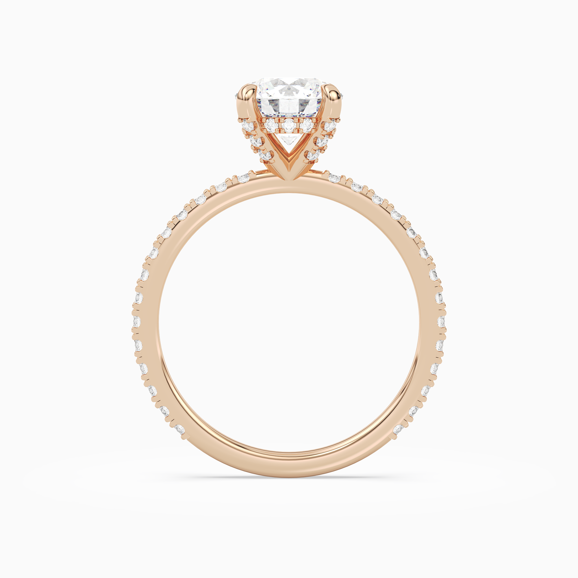 Round Hidden Halo Accent Luxe Pavé in 14K Rose Gold side profile