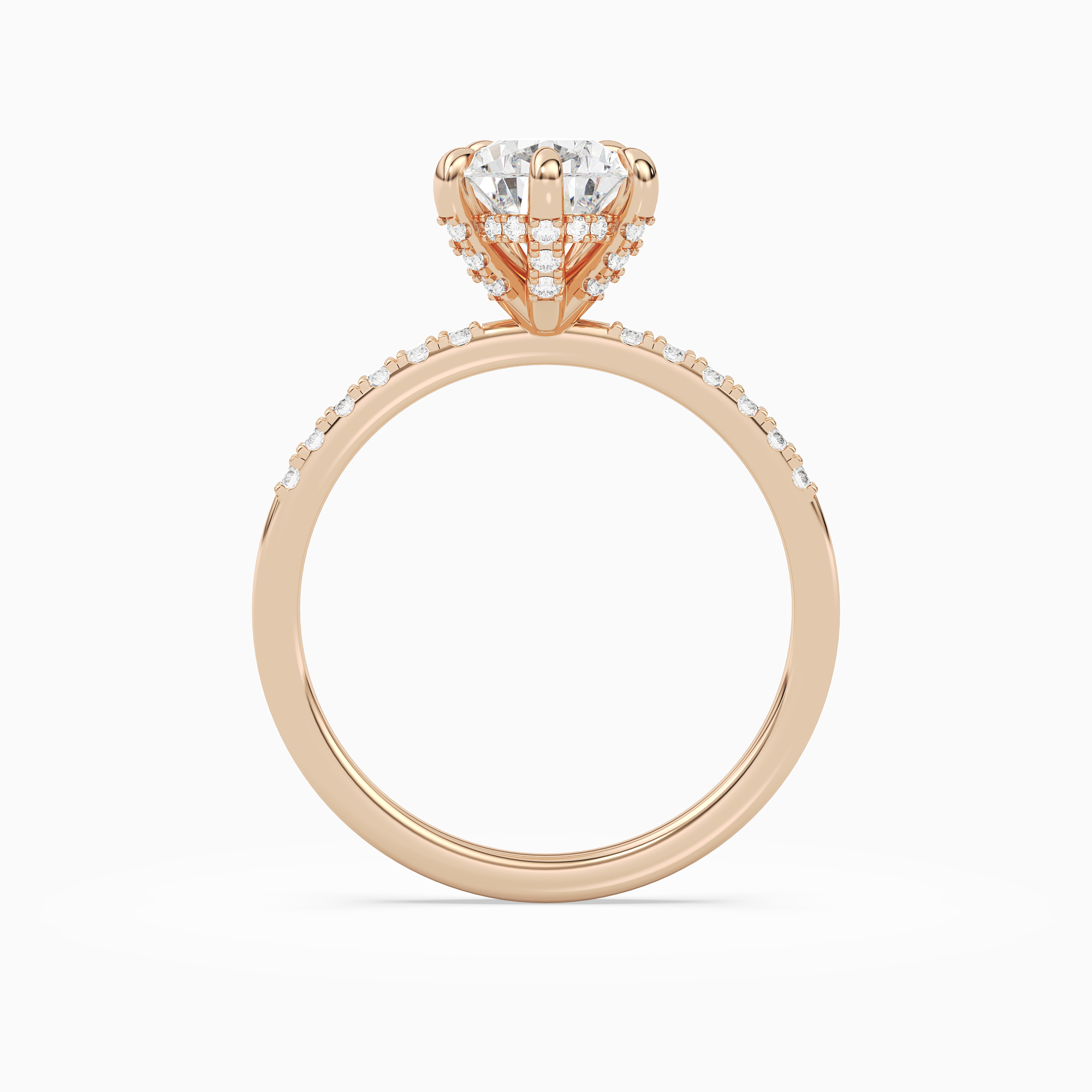 Pear Hidden Halo Accent Petite Pavé in 14K Rose Gold side profile