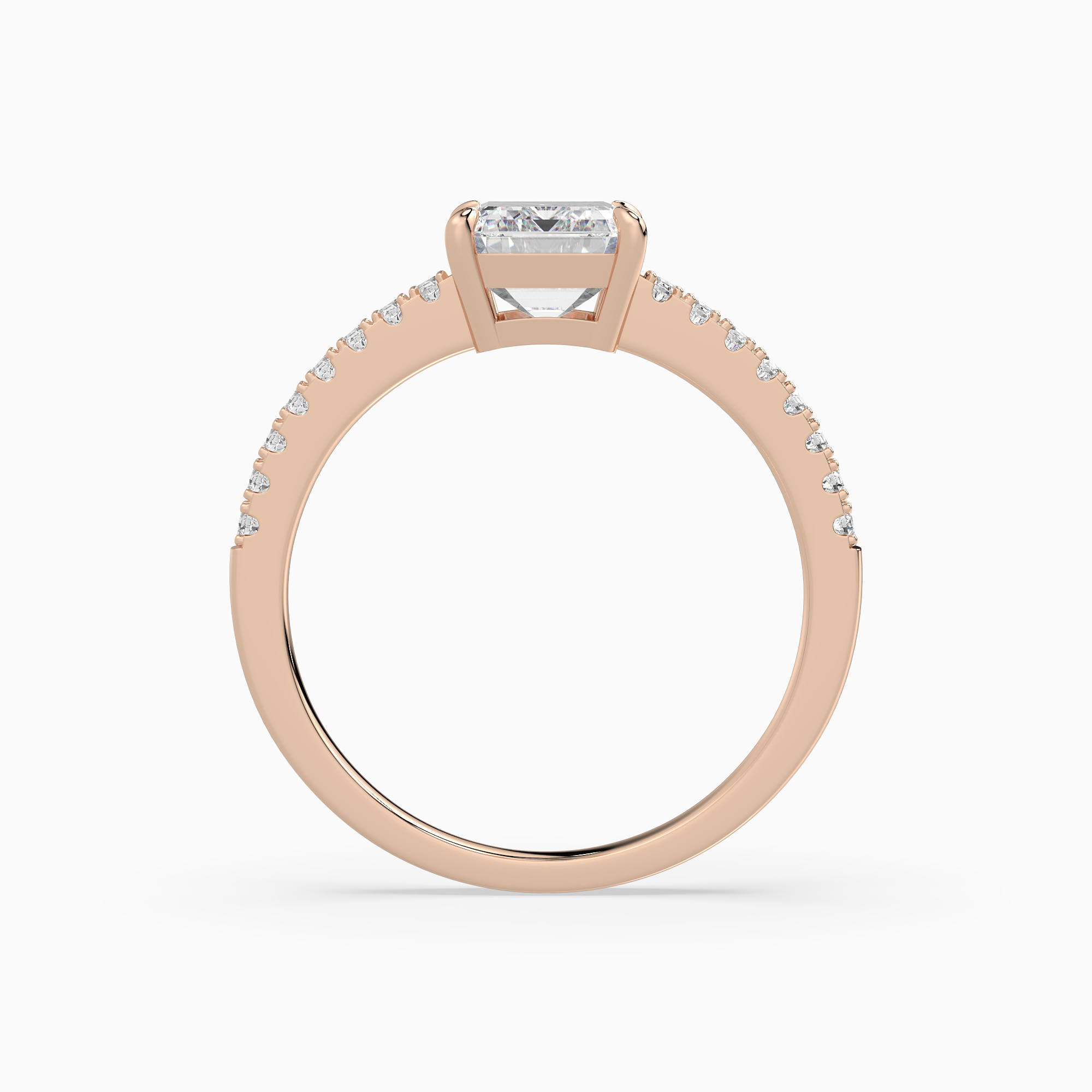 Emerald Classic Basket Pavé Solitaire in 14K Rose Gold side profile
