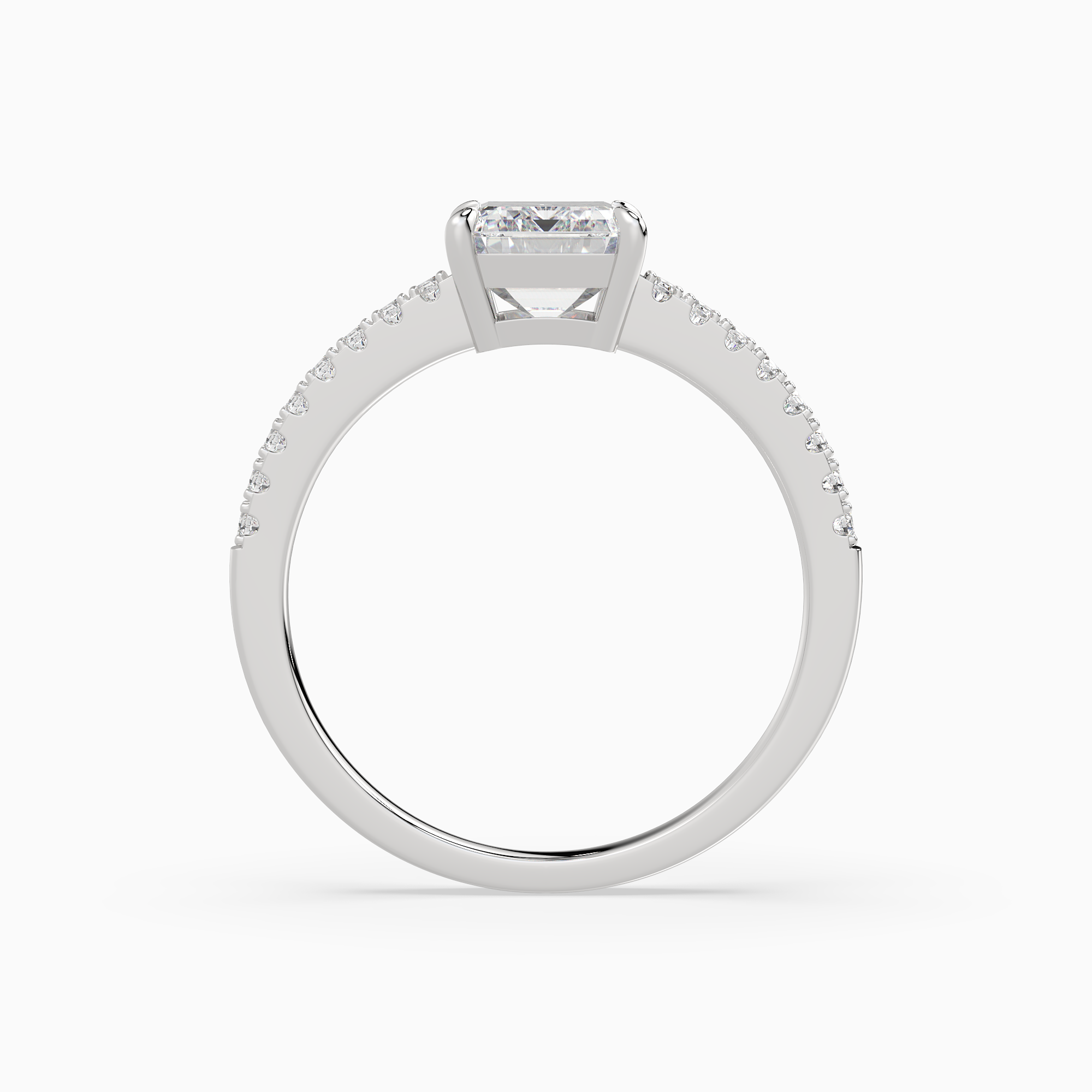 Emerald Classic Basket Pavé Solitaire in 14K White Gold side profile