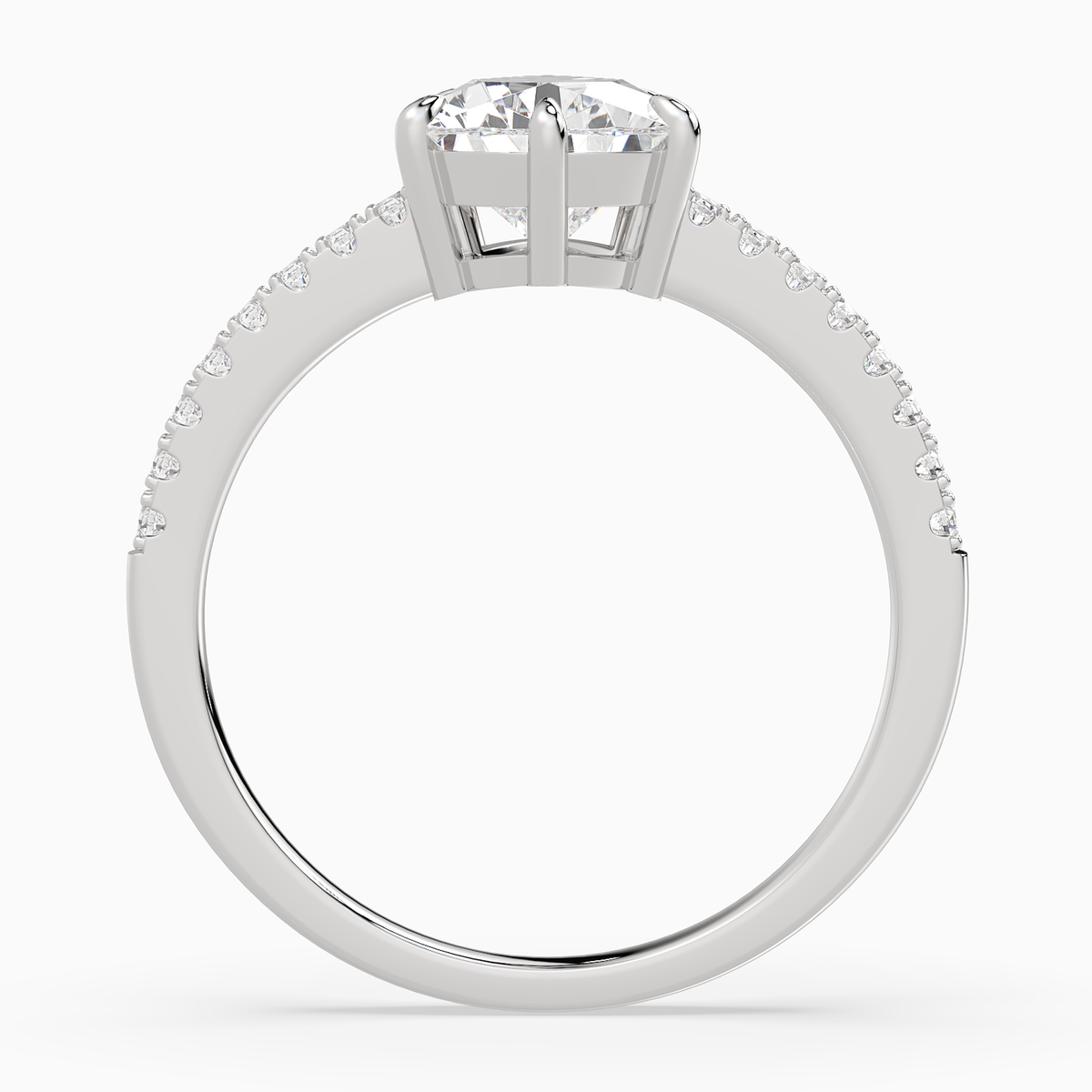 Pear Classic Basket Pavé Solitaire in 14K White Gold side profile