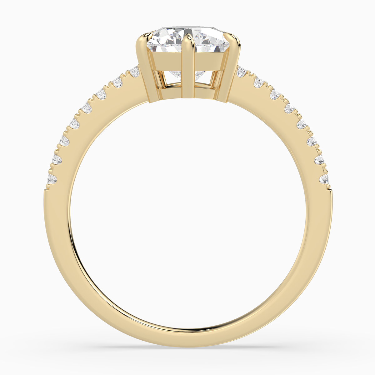 Pear Classic Basket Pavé Solitaire in 14K Yellow Gold side profile
