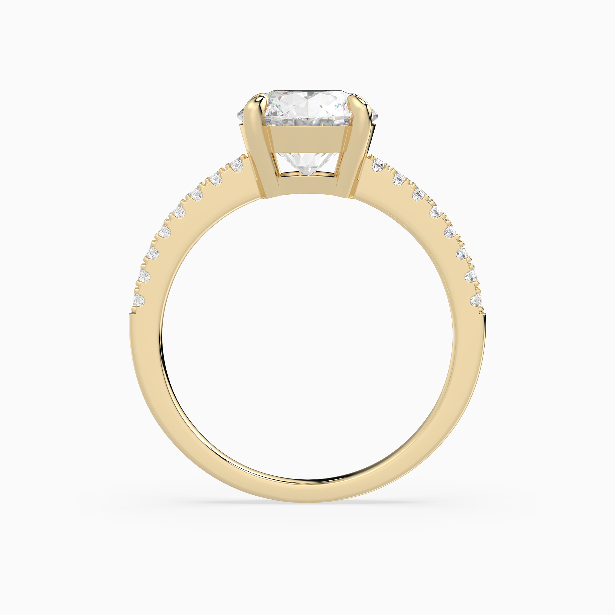 Round Classic Basket Pavé Solitaire in 14K Yellow Gold side profile