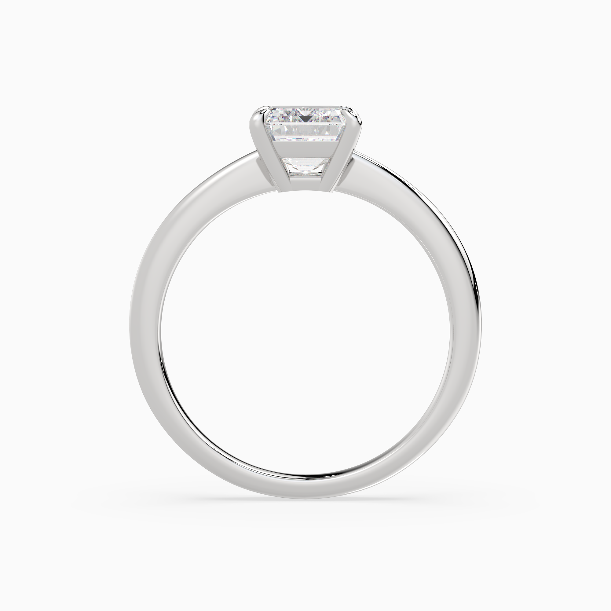 Emerald Classic Basket Plain Solitaire in 18K White Gold side profile