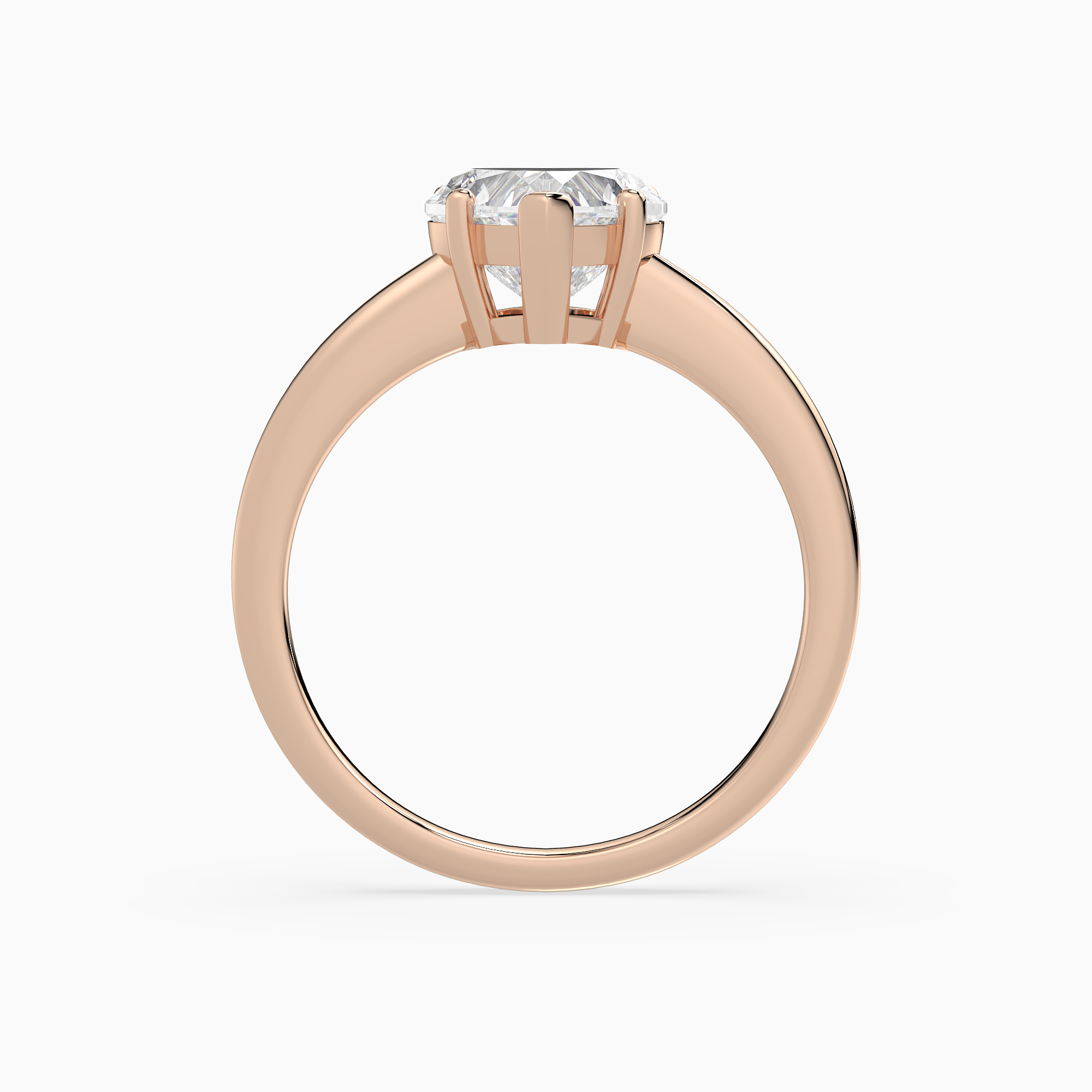 Heart Classic Basket Plain Solitaire in 14K Rose Gold side profile