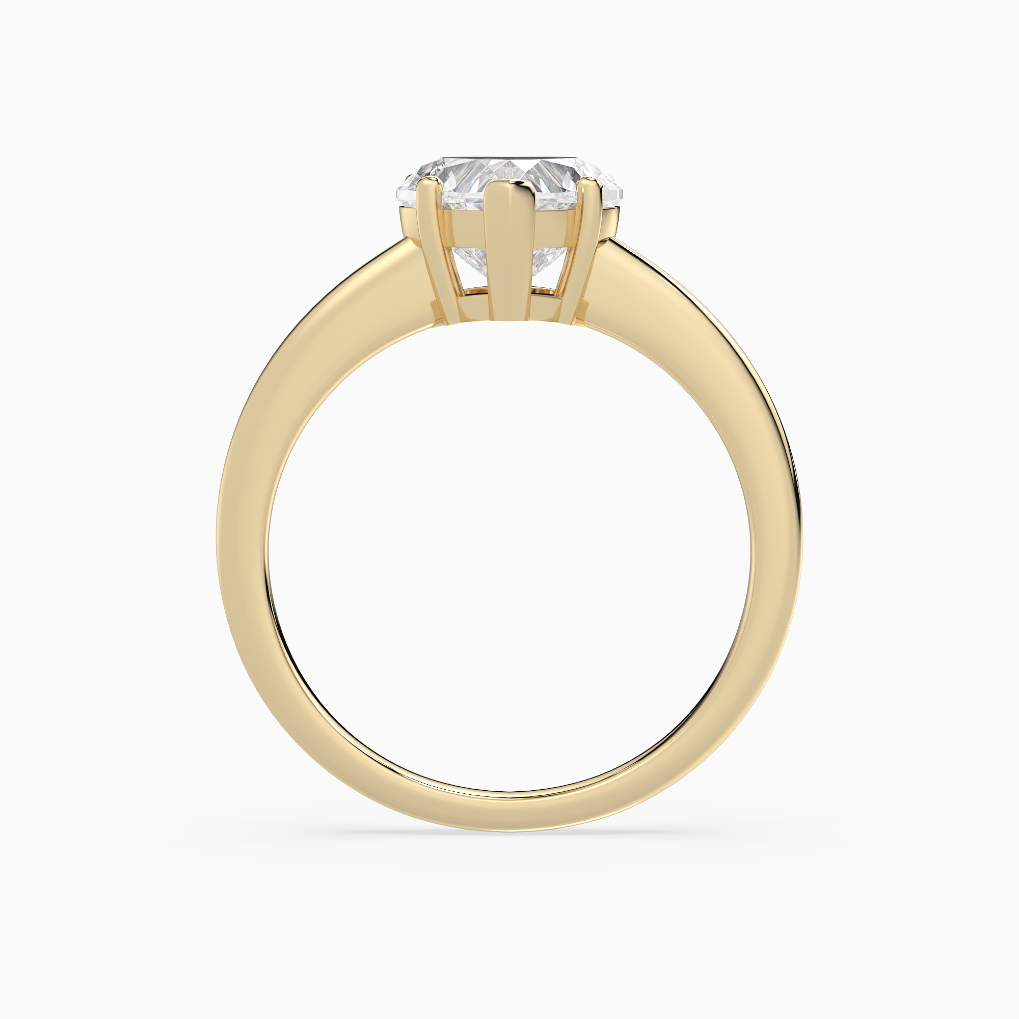 Heart Classic Basket Plain Solitaire in 18K Yellow Gold side profile
