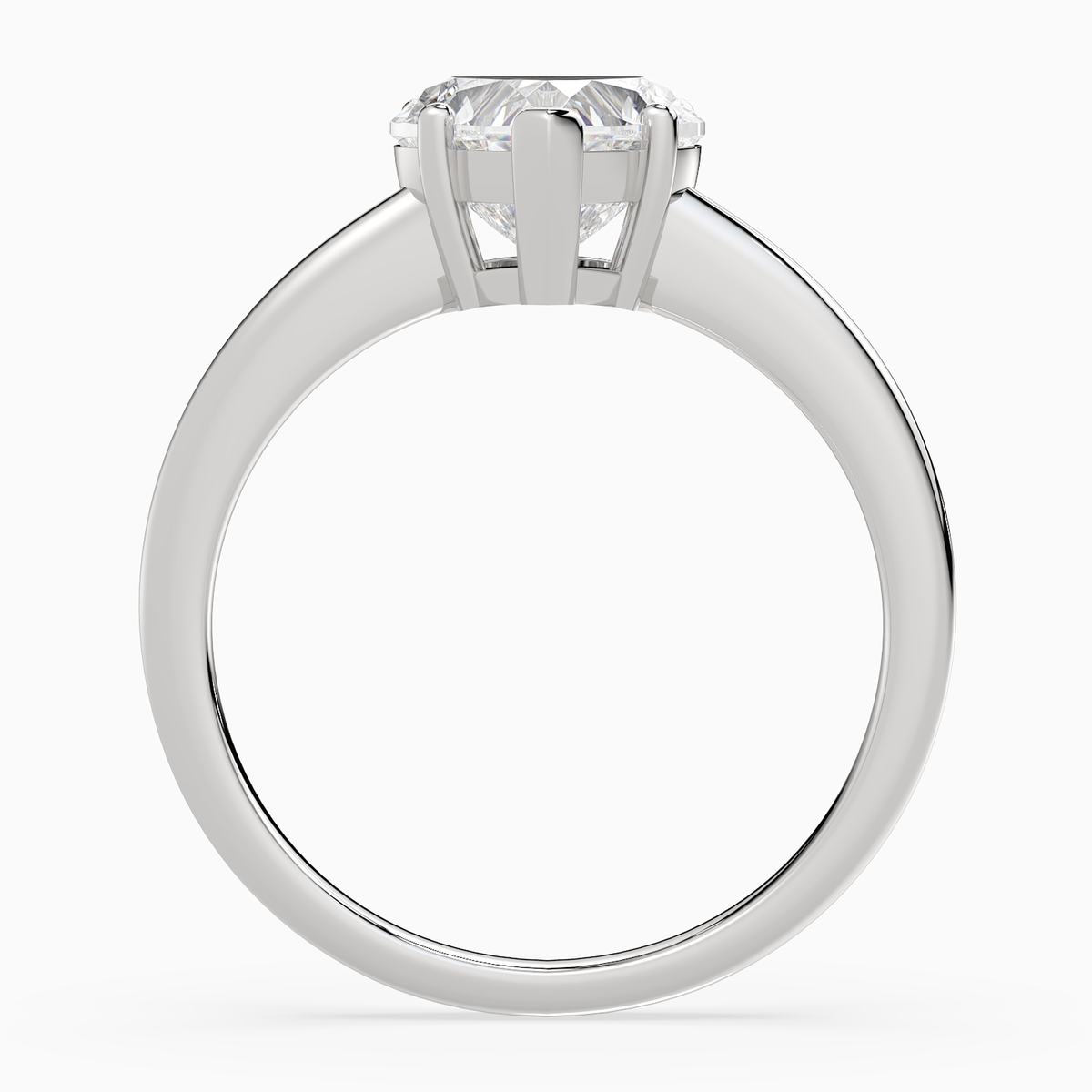 Heart Classic Basket Plain Solitaire in Platinum side profile