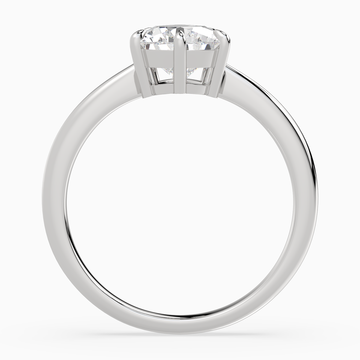 Pear Classic Basket Plain Solitaire in 14K White Gold side profile