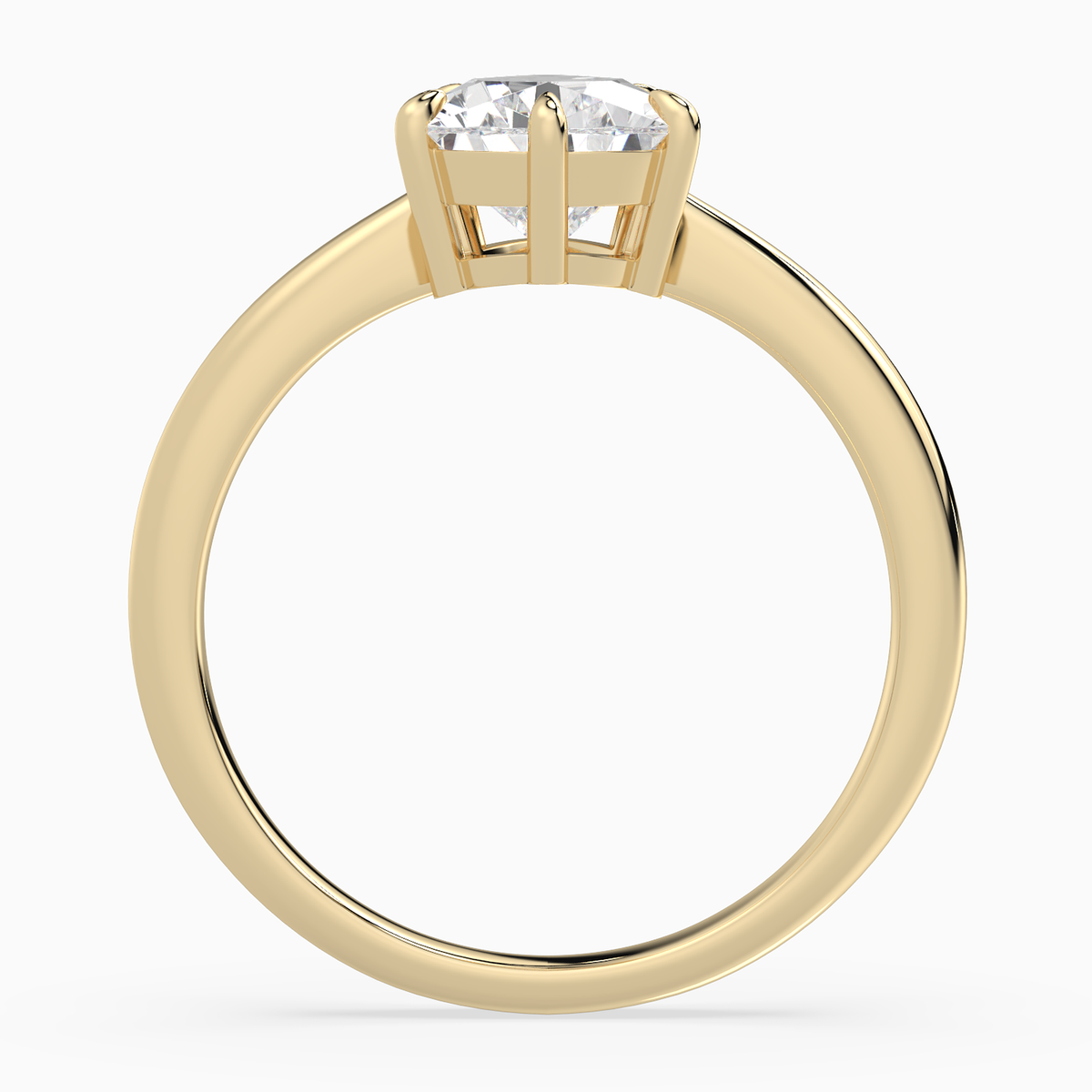 Pear Classic Basket Plain Solitaire in 18K Yellow Gold side profile