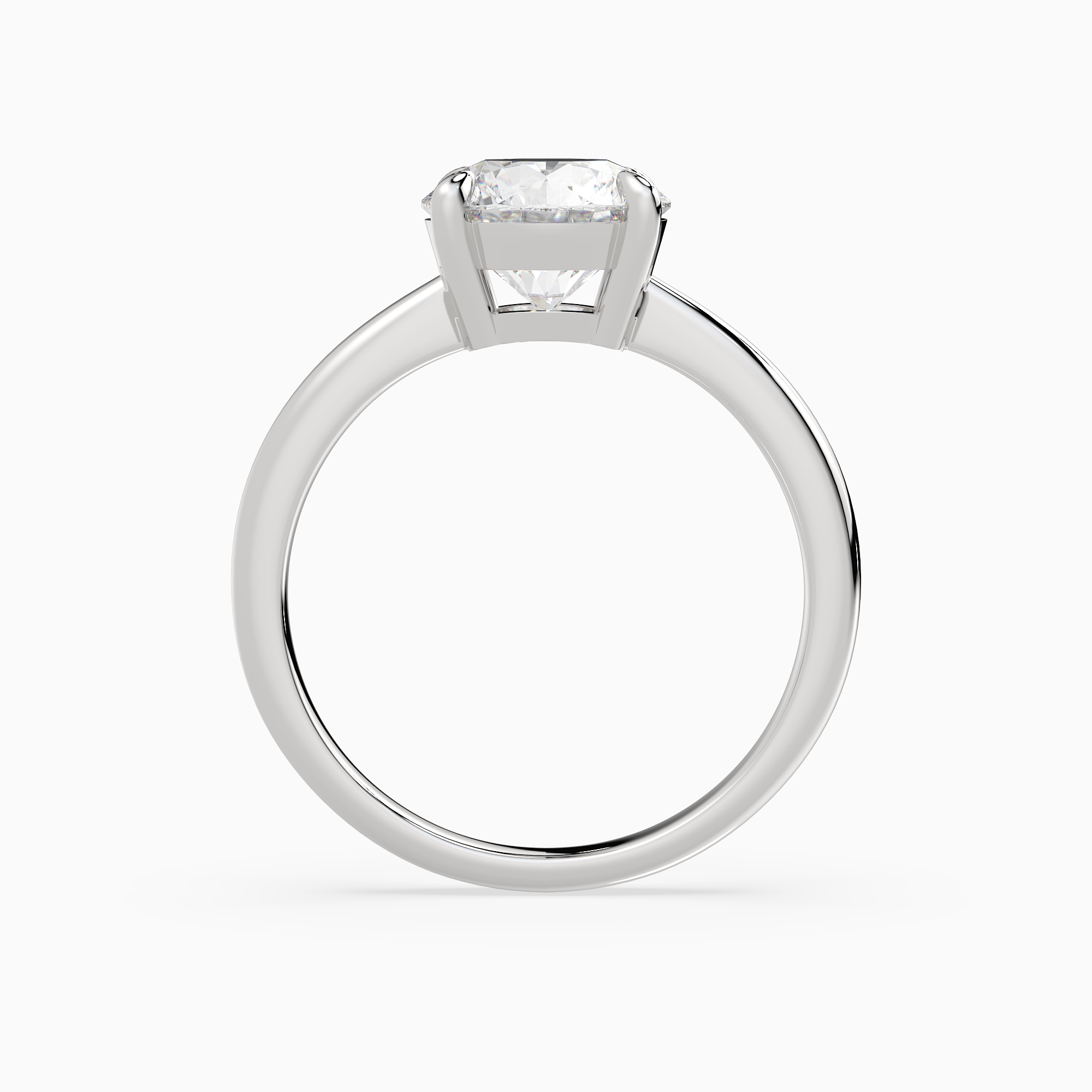 Round Classic Basket Plain Solitaire in Platinum side profile