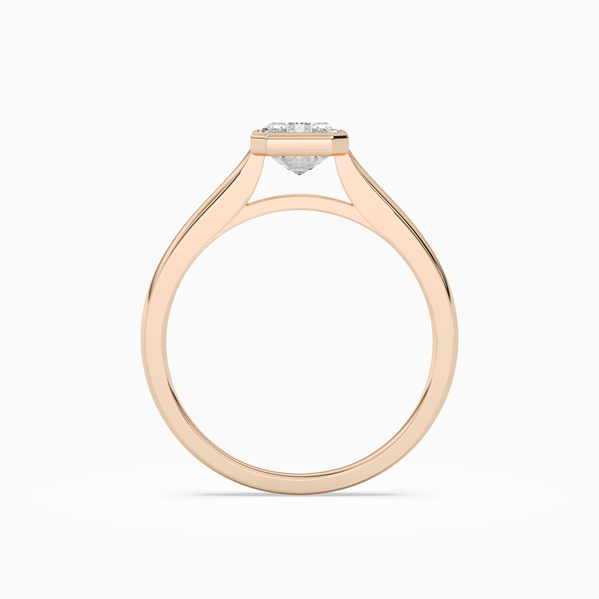 Emerald Medium Tapered Bezel Solitaire in 14K Rose Gold side profile