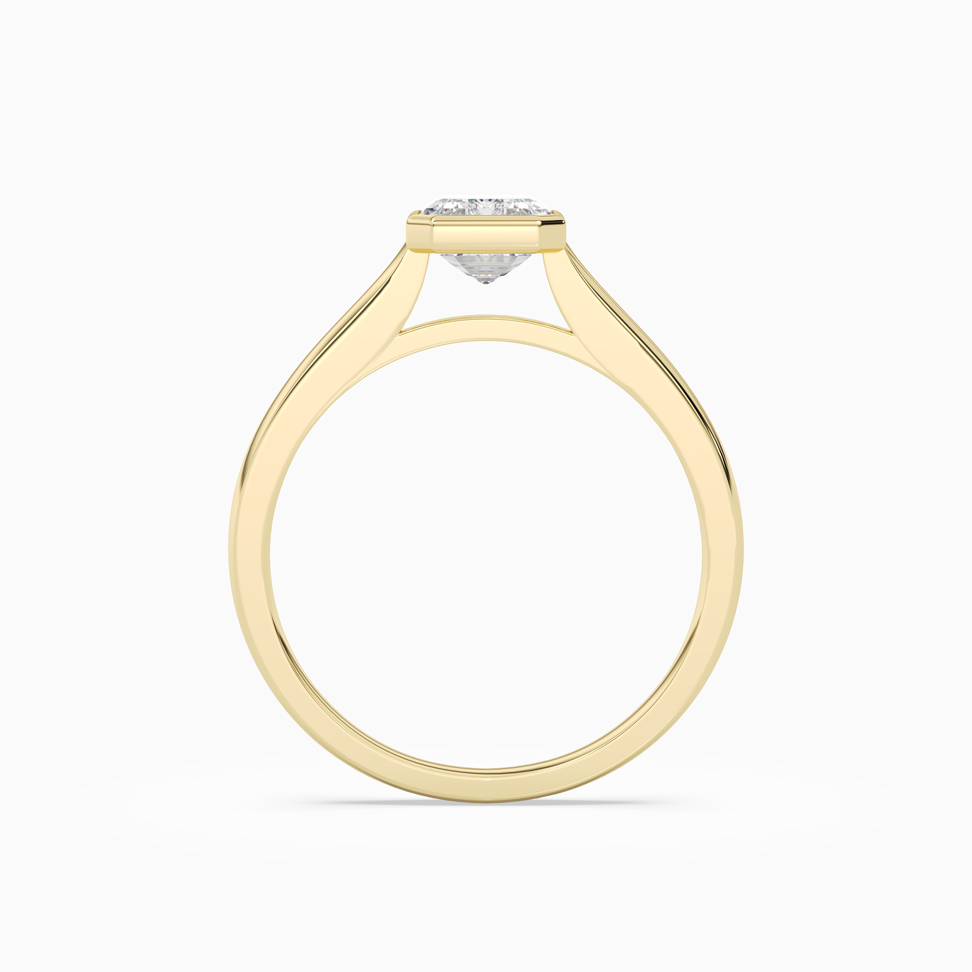 Emerald Medium Tapered Bezel Solitaire in 14K Yellow Gold side profile