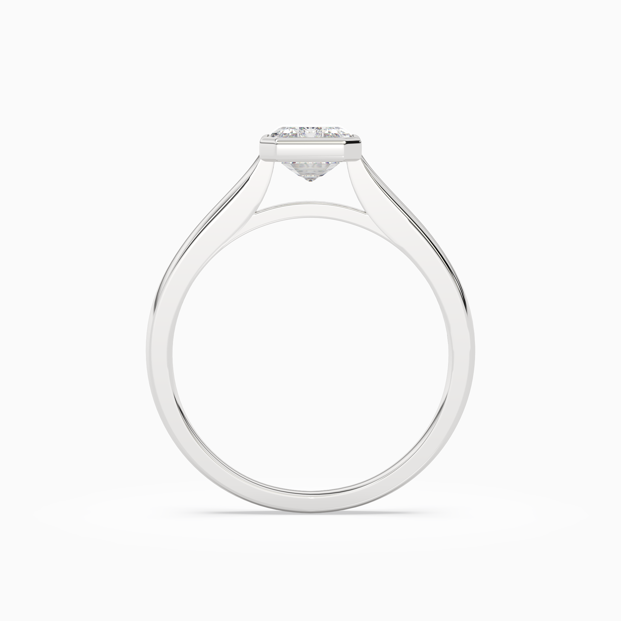 Emerald Medium Tapered Bezel Solitaire in Platinum side profile