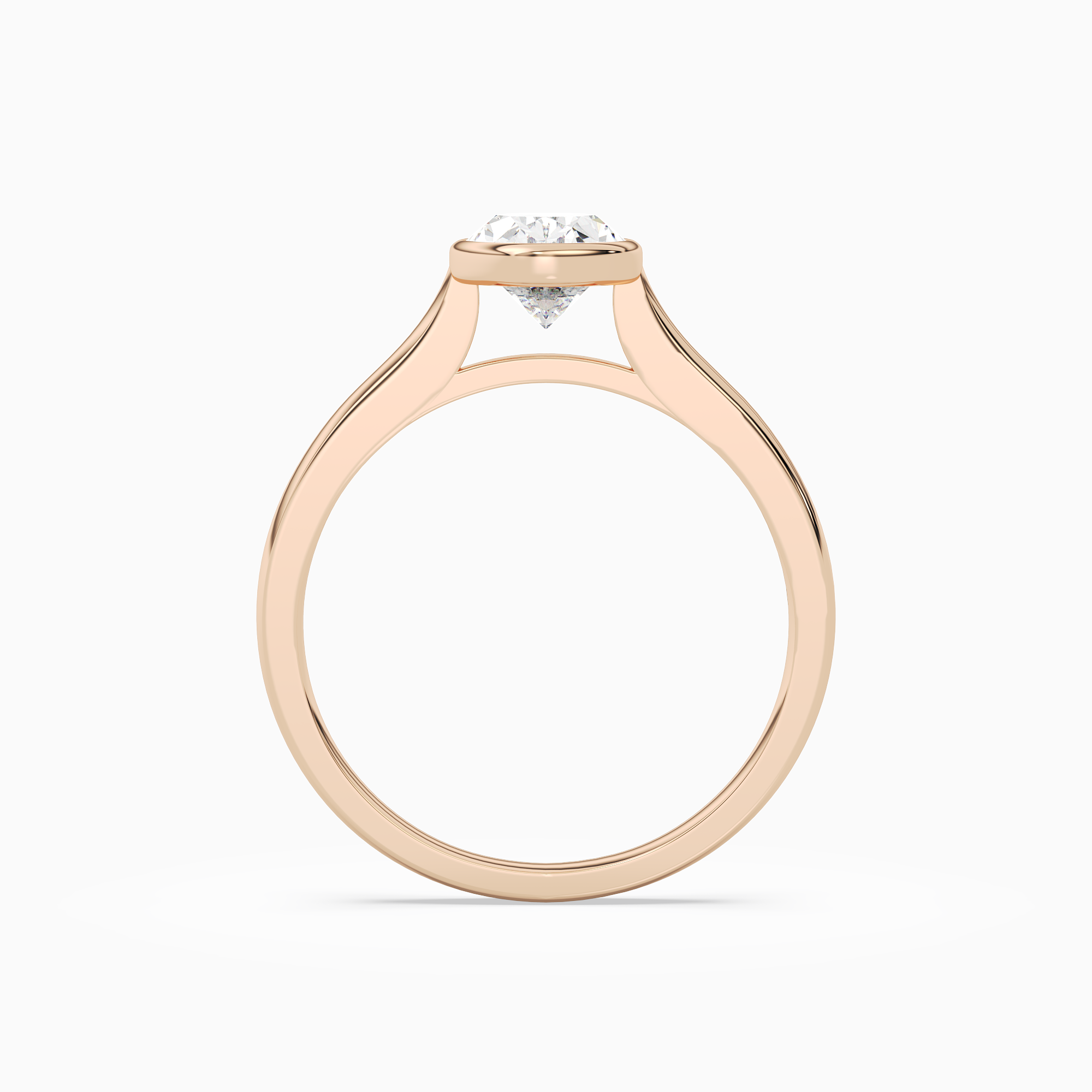 Oval Medium Tapered Bezel Solitaire in 14K Rose Gold side profile