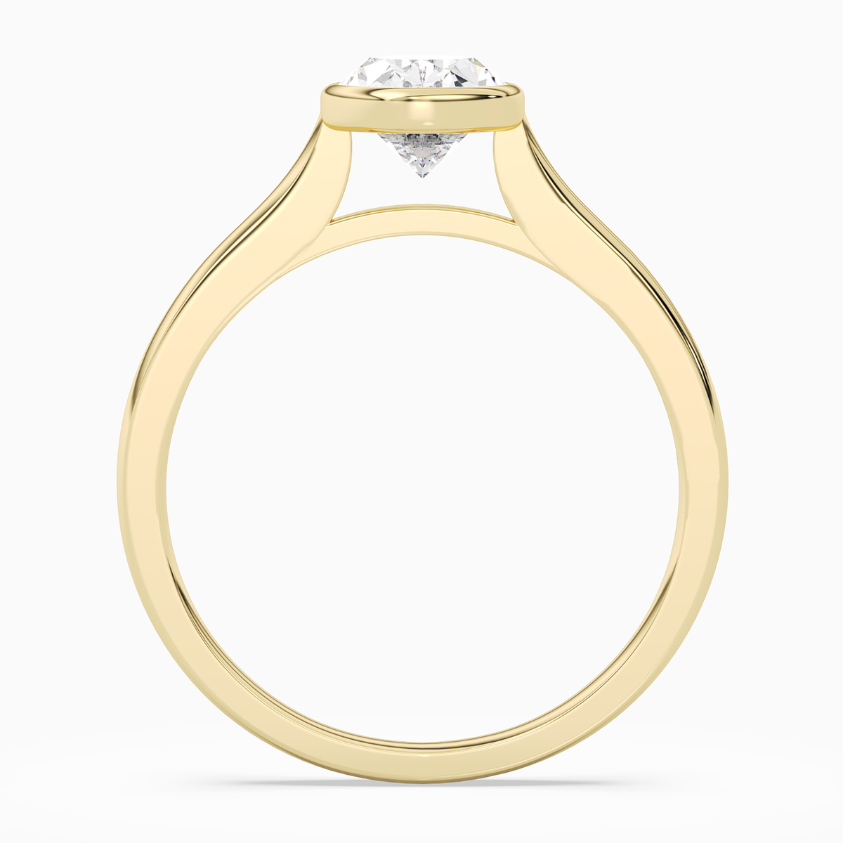 Oval Medium Tapered Bezel Solitaire in 18K Yellow Gold side profile