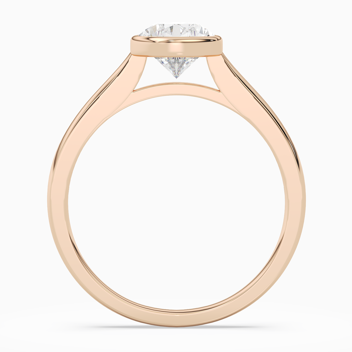 Pear Medium Tapered Bezel Solitaire in 14K Rose Gold side profile