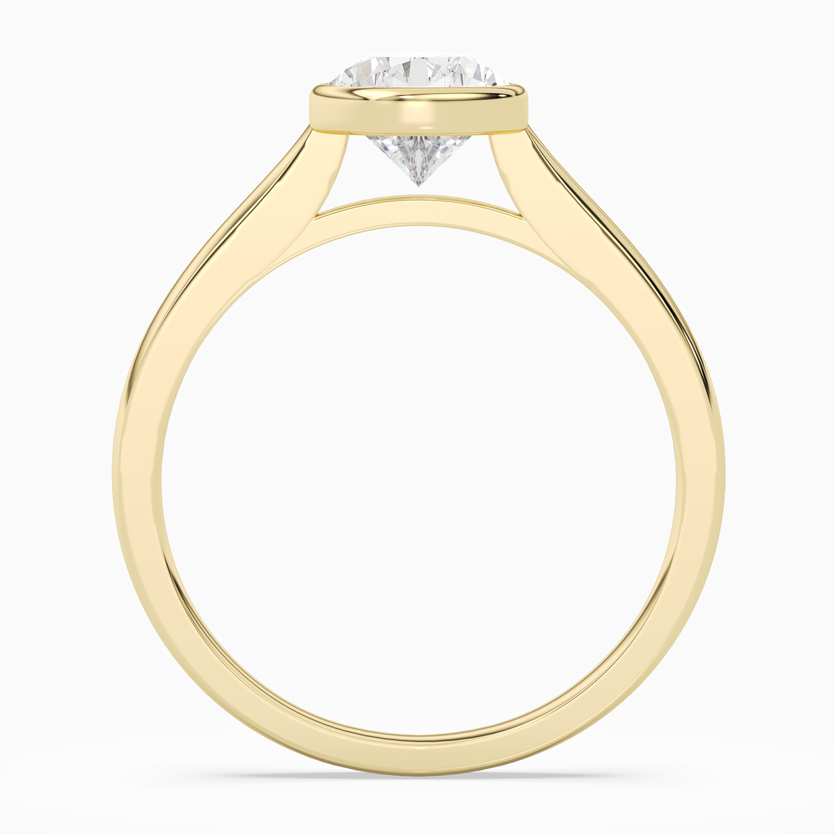 Pear Medium Tapered Bezel Solitaire in 14K Yellow Gold side profile