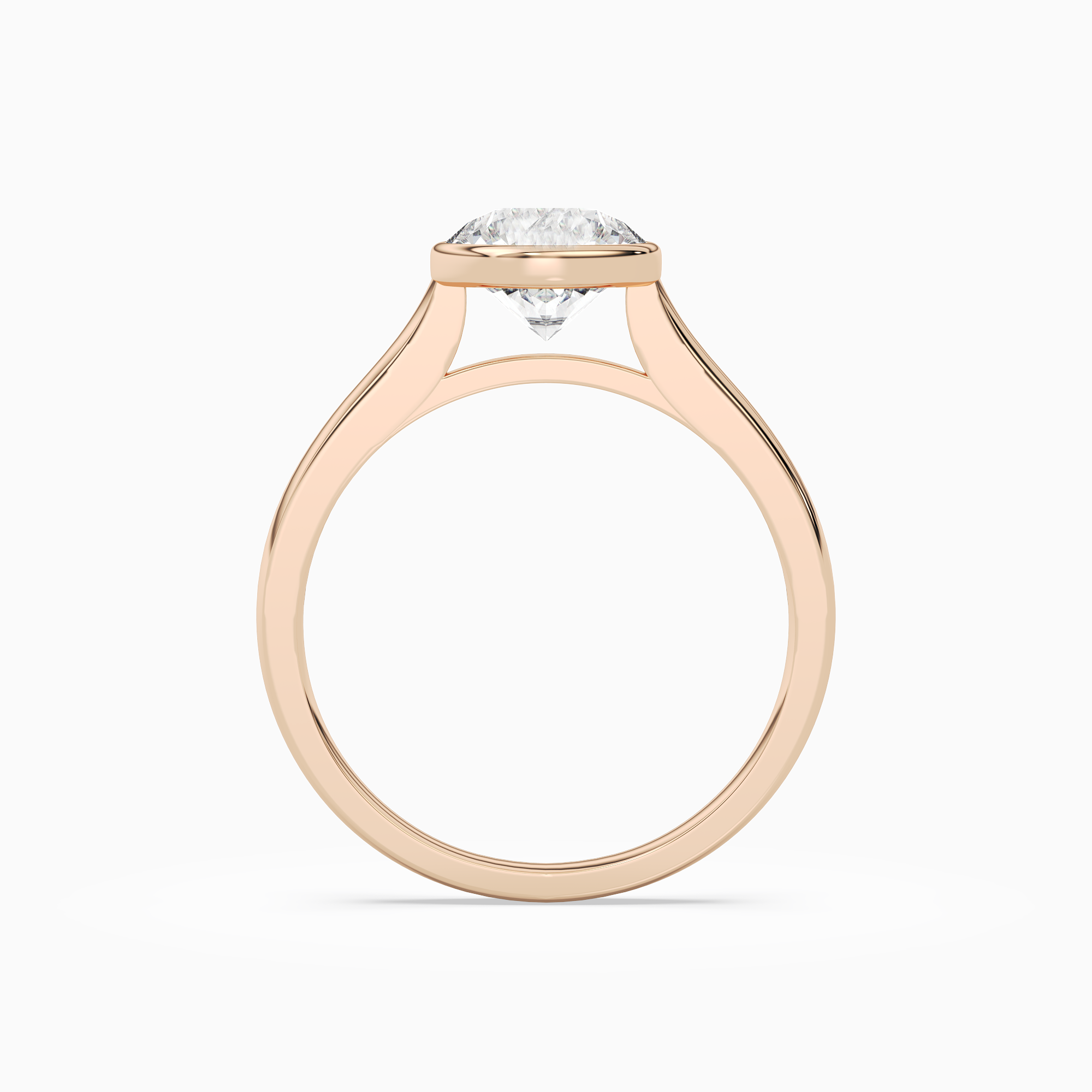 Round Medium Tapered Bezel Solitaire in 14K Rose Gold side profile
