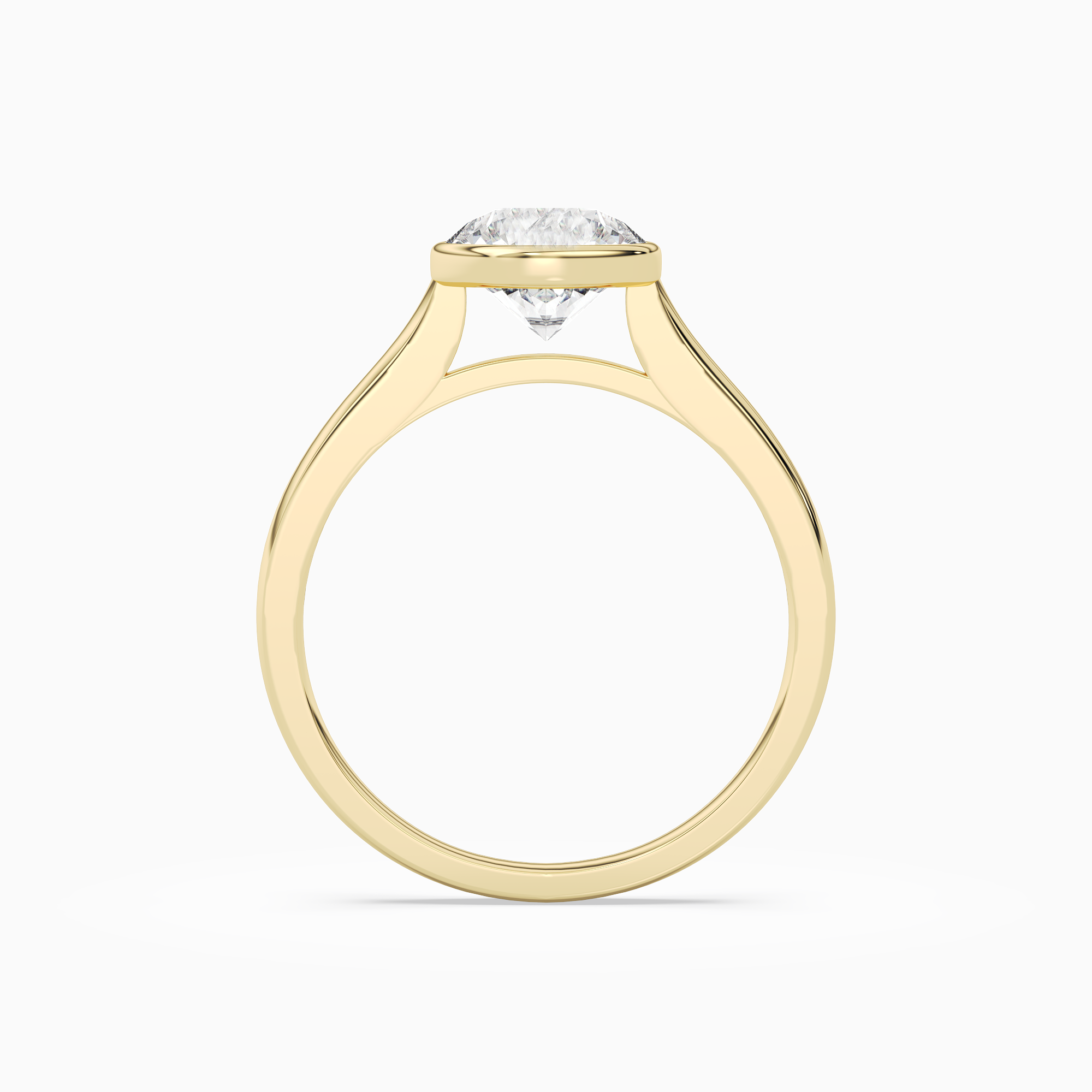 Round Medium Tapered Bezel Solitaire in 14K Yellow Gold side profile