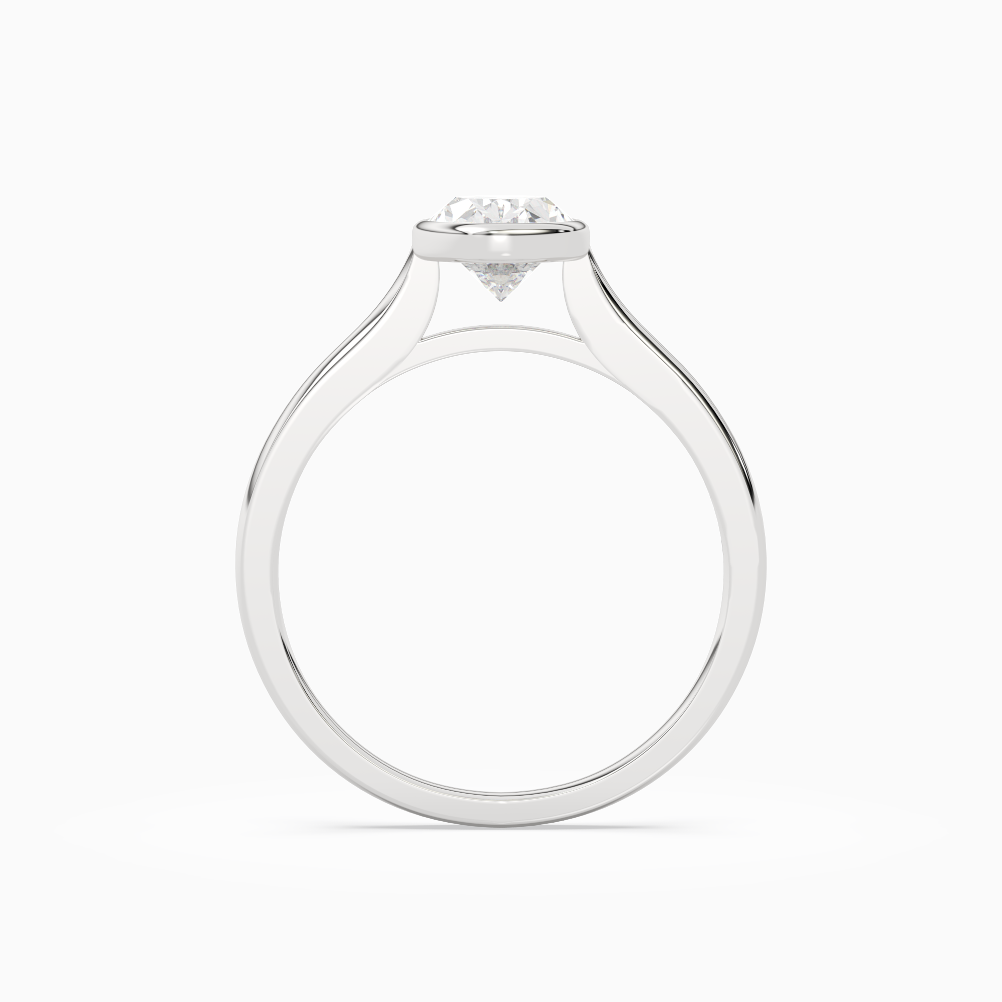Oval Slim Tapered Bezel Solitaire in Platinum side profile