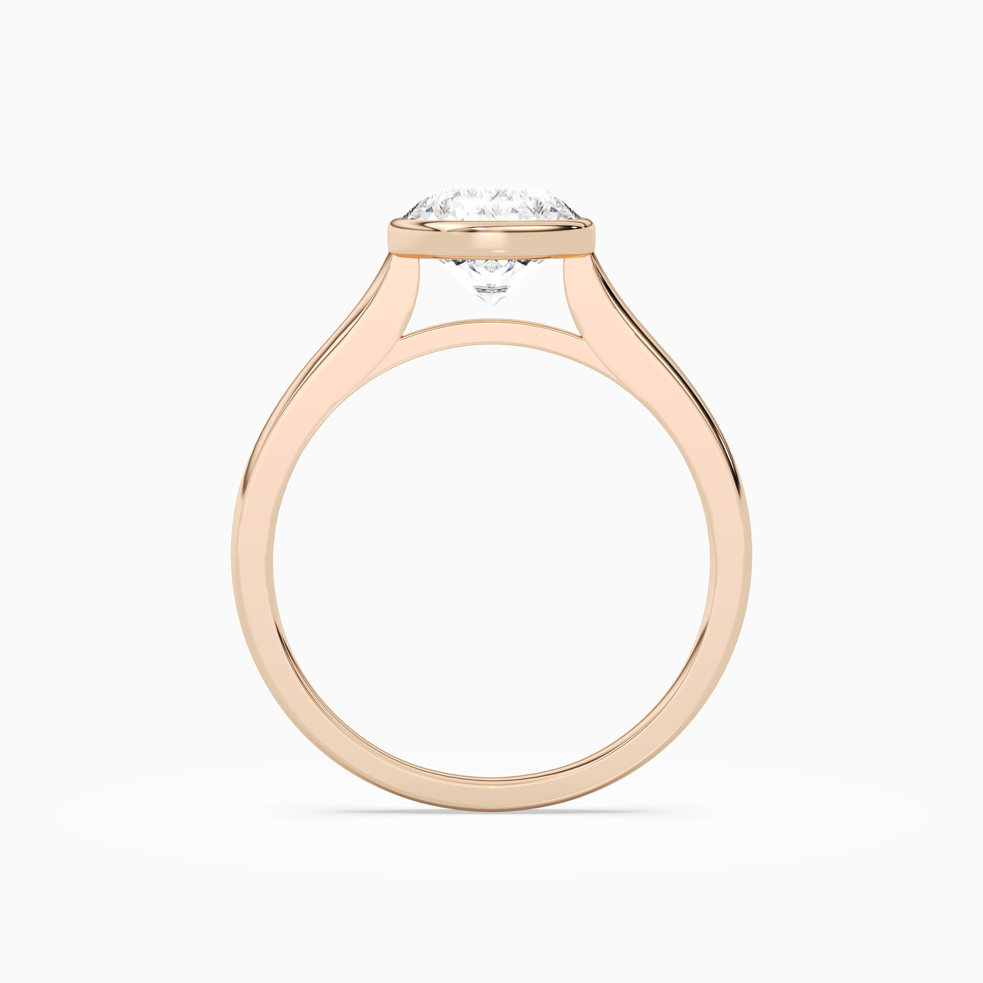 Round Slim Tapered Bezel Solitaire in 14K Rose Gold side profile