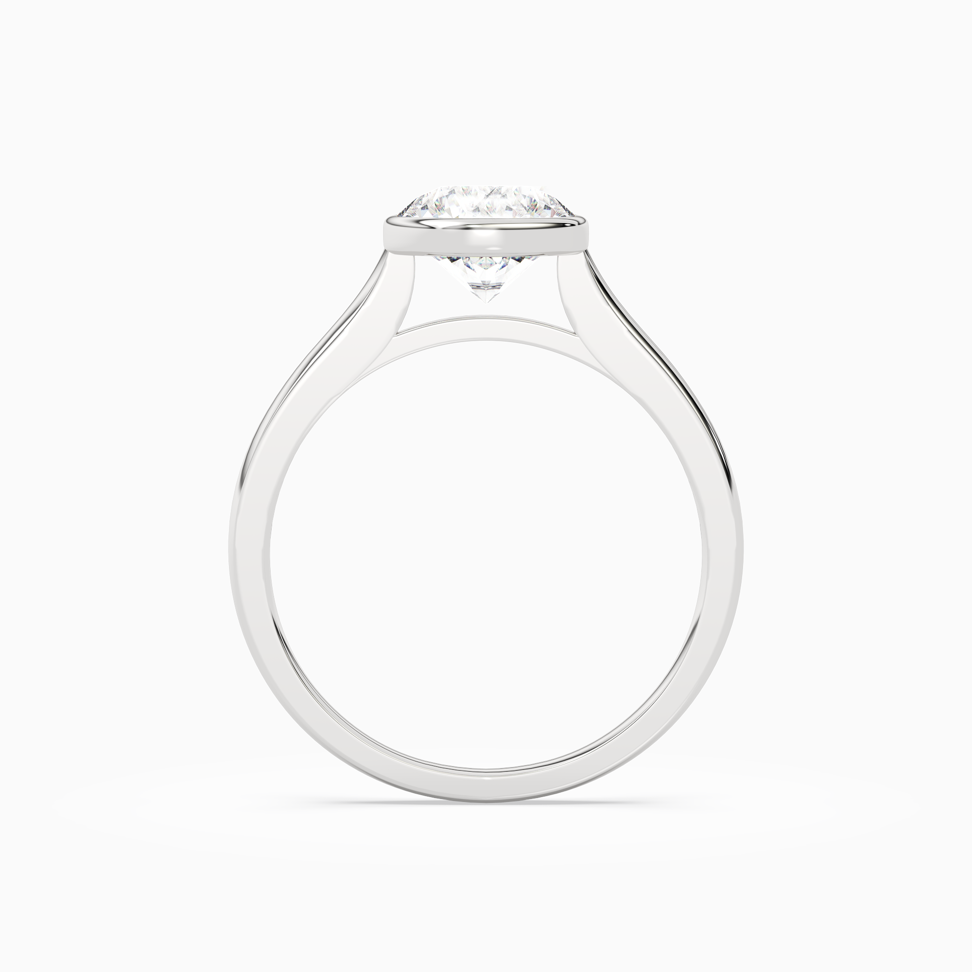 Round Slim Tapered Bezel Solitaire in Platinum side profile