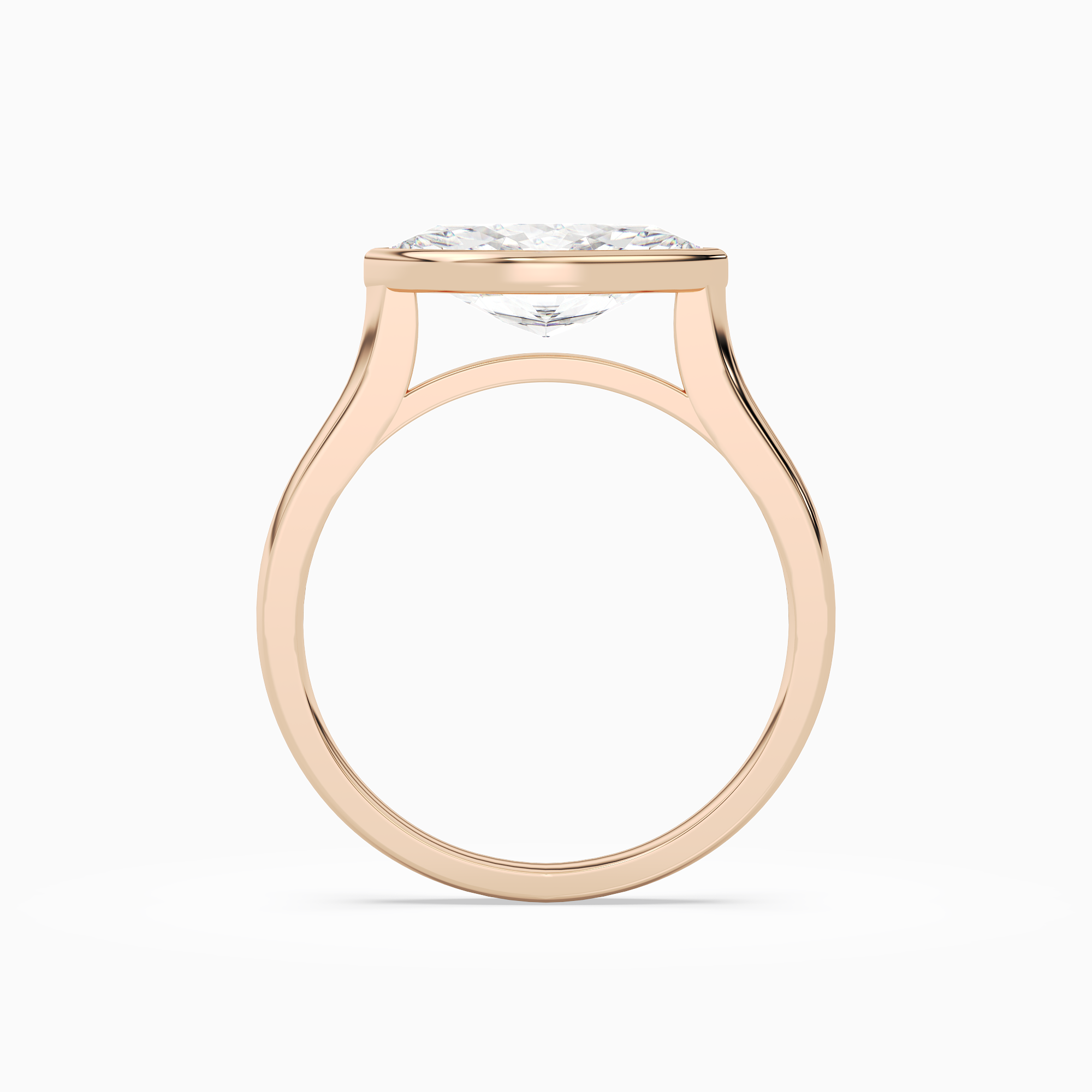 Marquise East-West Bezel Solitaire in 14K Rose Gold side profile