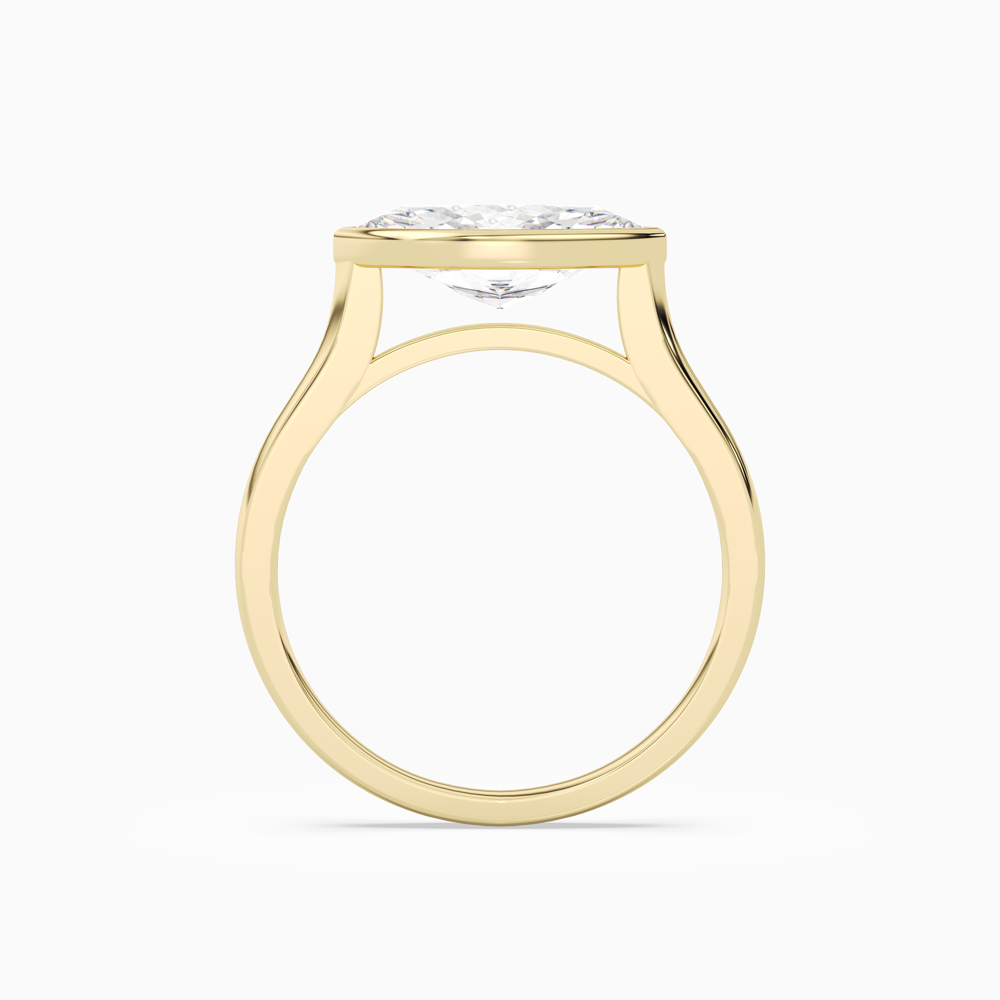 Marquise East-West Bezel Solitaire in 18K Yellow Gold side profile