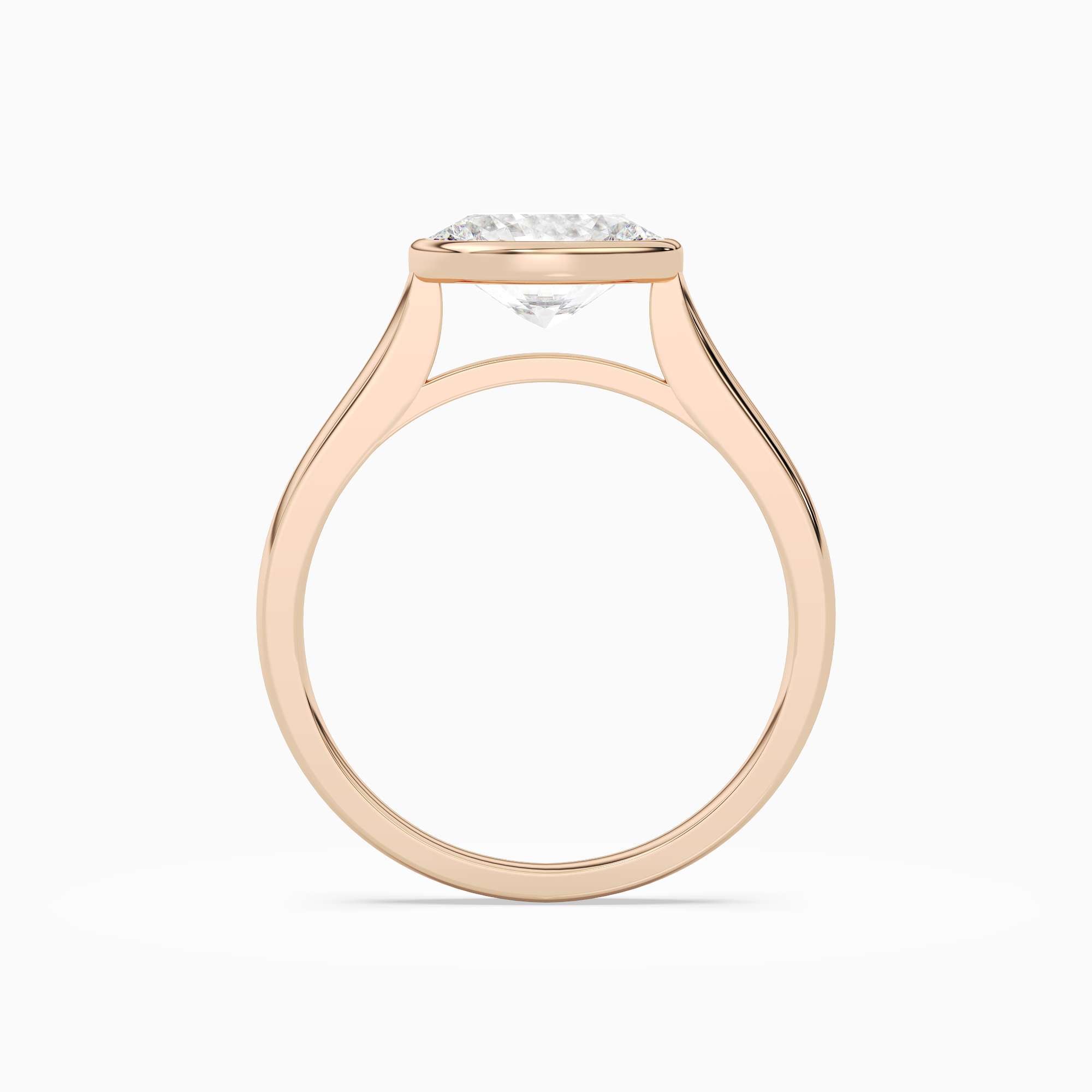 Oval East-West Bezel Solitaire in 14K Rose Gold side profile