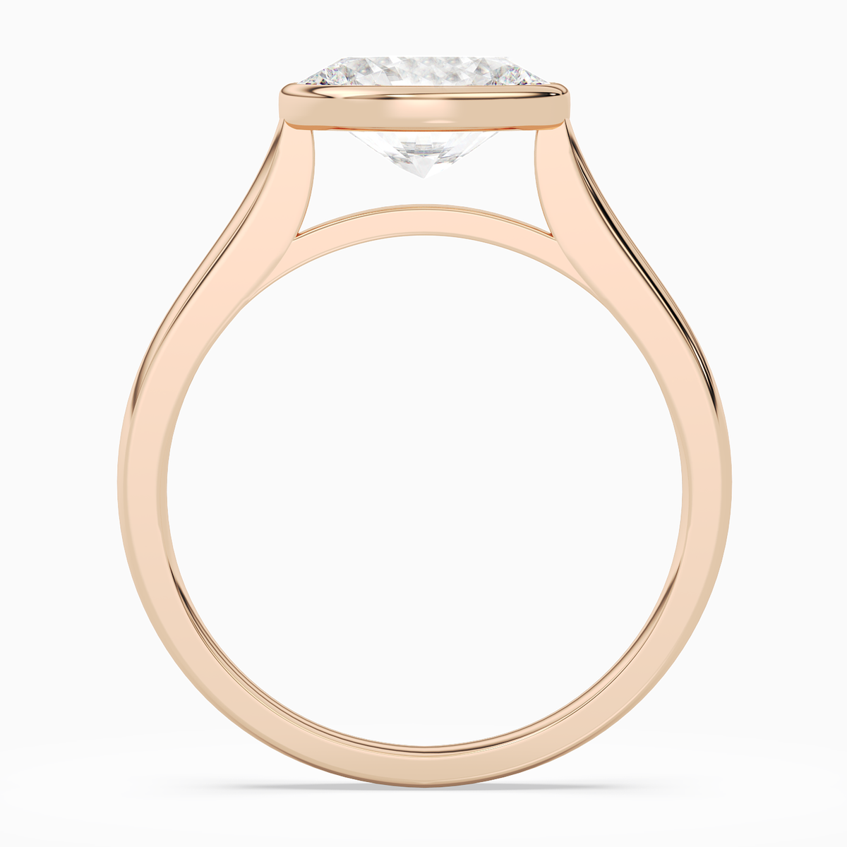 Oval East-West Bezel Solitaire in 14K Rose Gold side profile