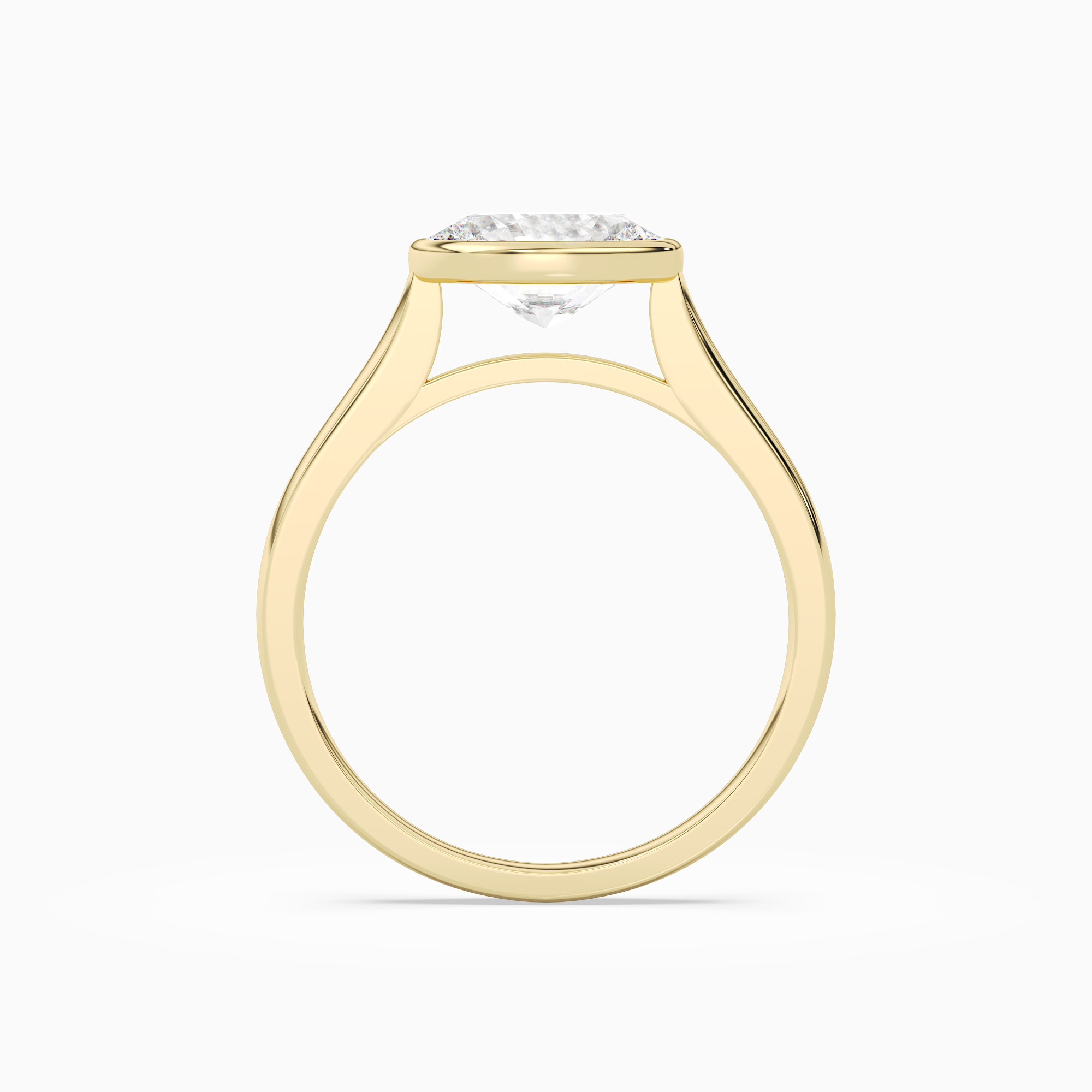 Oval East-West Bezel Solitaire in 14K Yellow Gold side profile