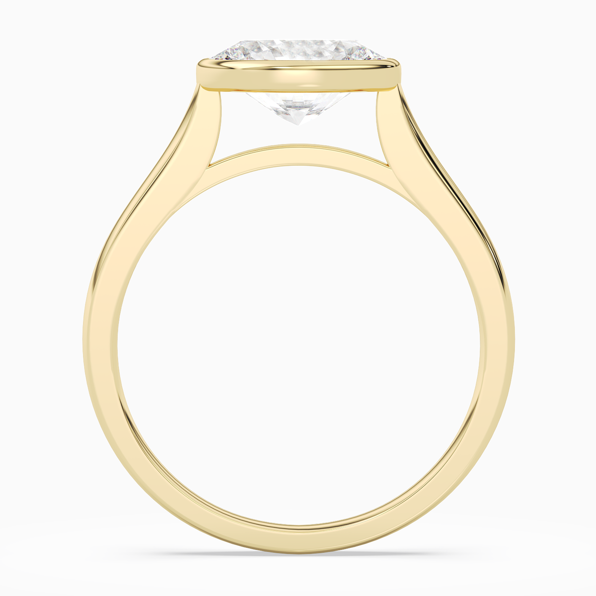 Oval East-West Bezel Solitaire in 14K Yellow Gold side profile